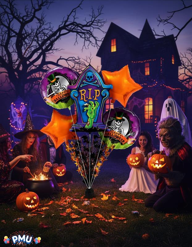 PMU Halloween Flying Ghost 24 Inch Mylar-Foil Balloon (10/pkg) Pkg/1