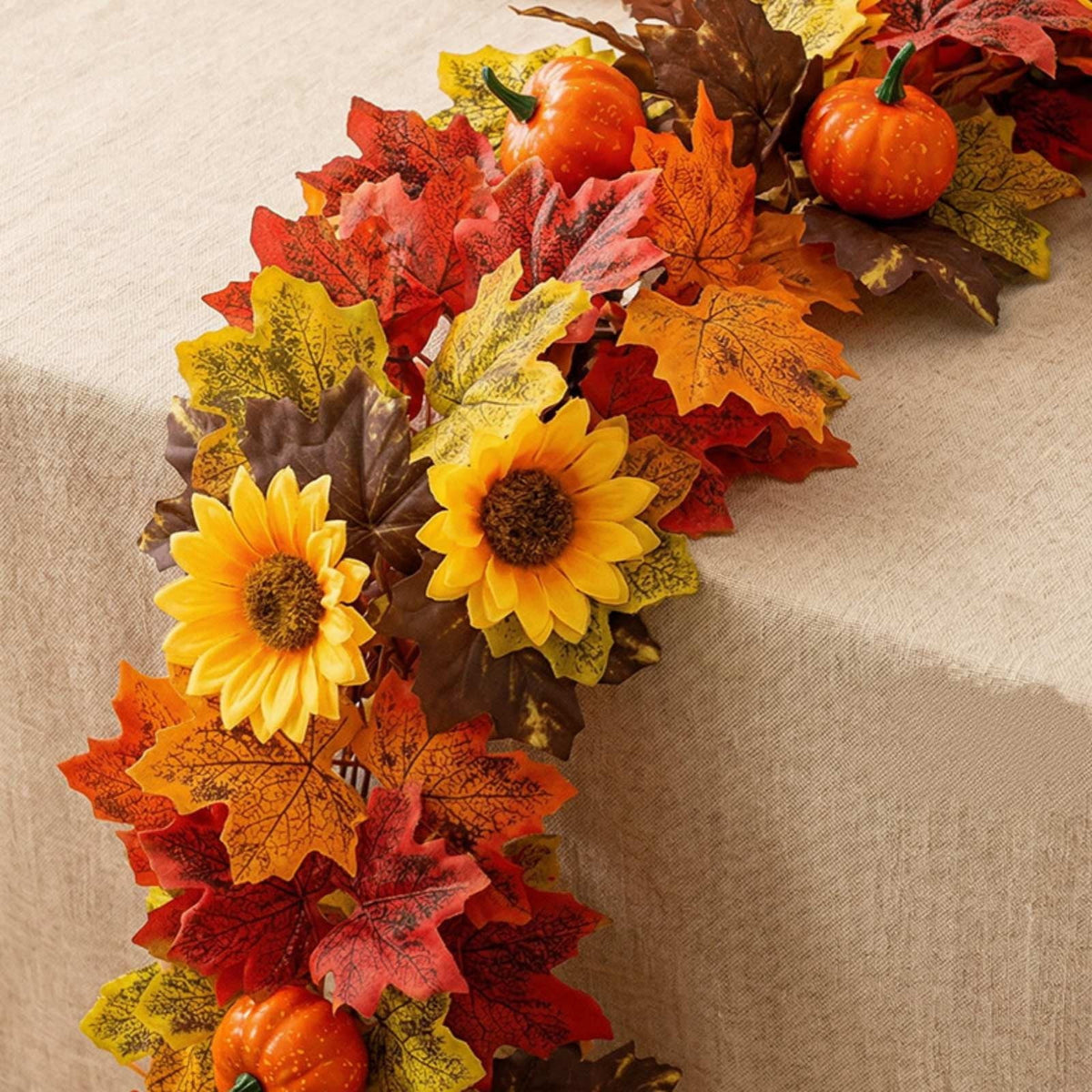 SCNOR Artificial Fall Oak Leaves 2-Pack, Faux Autumn Stems for Vase, Thanksgiving Halloween Table Decor