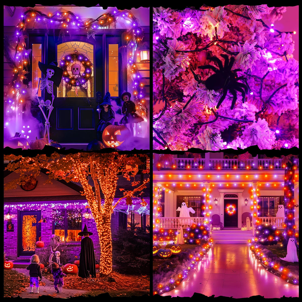 Magotan 100 LED 33 ft Halloween Lights Outdoor Indoor Orange and Purple Halloween Decorations String Lights