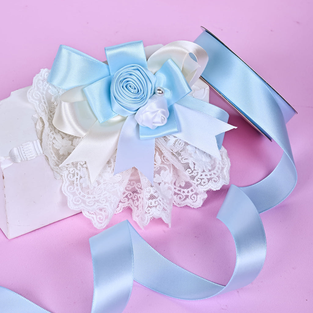 Gwen Studios 7/8" White Satin Ribbon, 7 Yards