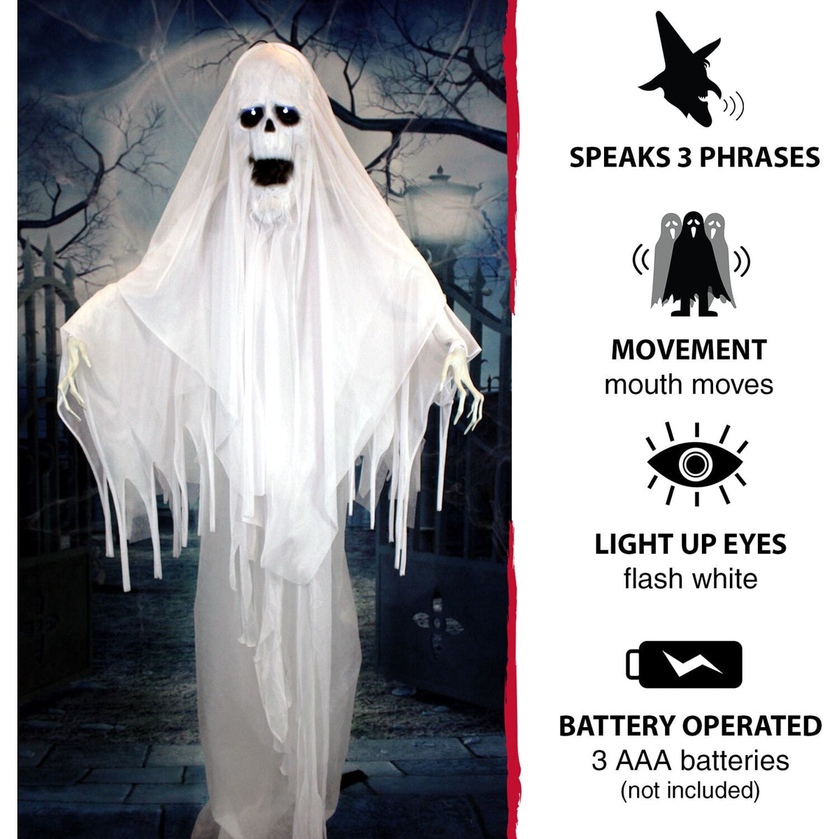 Haunted Hill Farm Animatronic Ghost Indoor/Covered Outdoor, 6-ft.