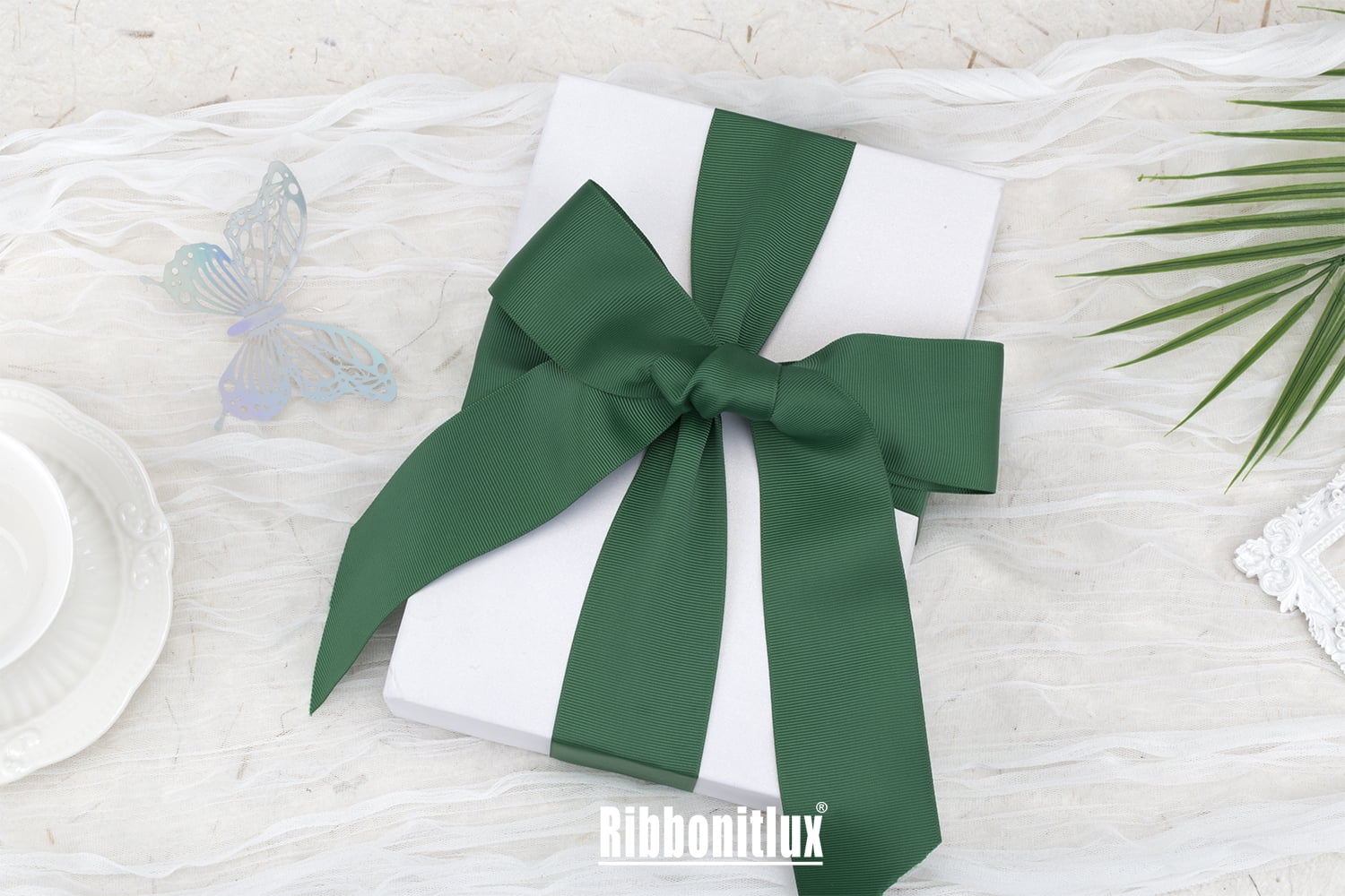 Ribbonitlux Grosgrain Ribbon 2 Inch x 25 Yards – Premium Polyester Craft Ribbon for Hair Bows, Gift Wrapping, Weddings & DIY – Solid Forest Green(#587) – 1 Roll