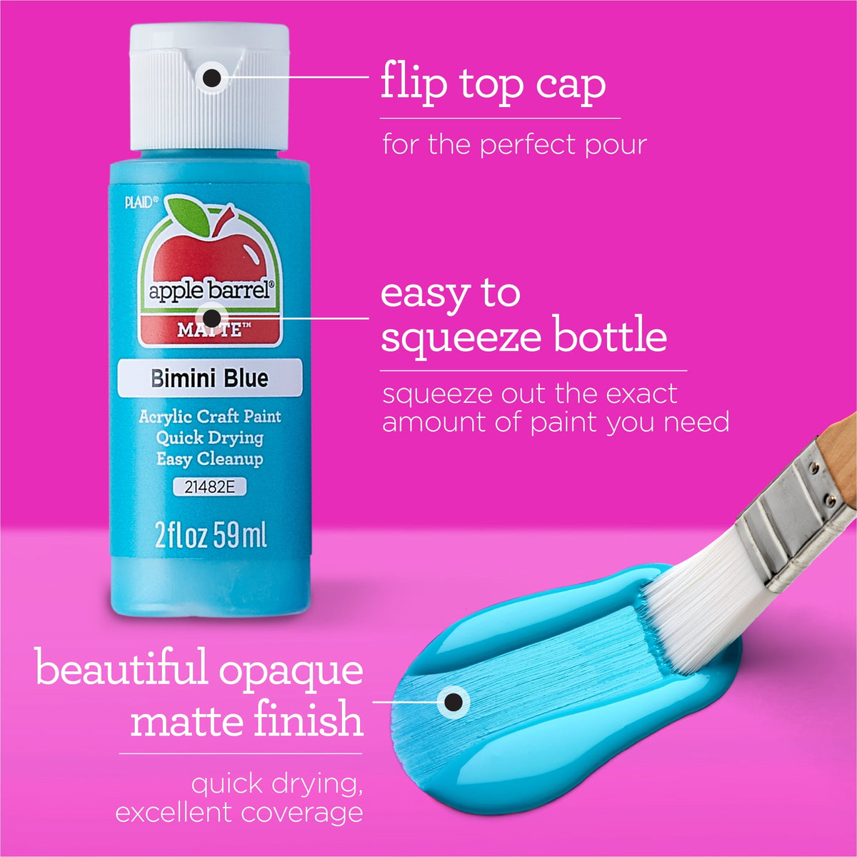 Apple Barrel Acrylic Craft Paint, Matte Finish, White, 2 fl oz