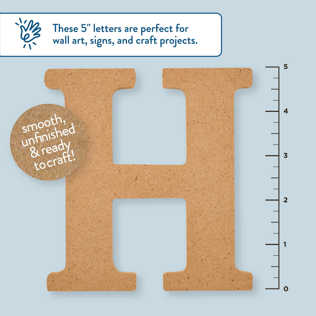 Plaid Unfinished Wood MDF 5" Letter for DIY Arts and Crafts, A