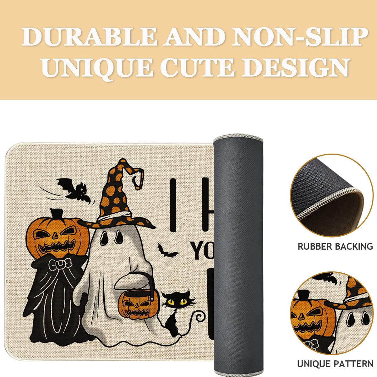 BOOHIT Halloween Door Mat 31x19 Inch Indoor Outdoor Entrance Floor Home Decoration (Pumpkin Head Spooky)
