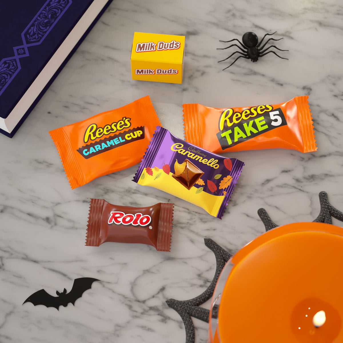 Hershey Assorted Caramel, Halloween Candy Variety Bag, 18.38 oz (40 Pieces)