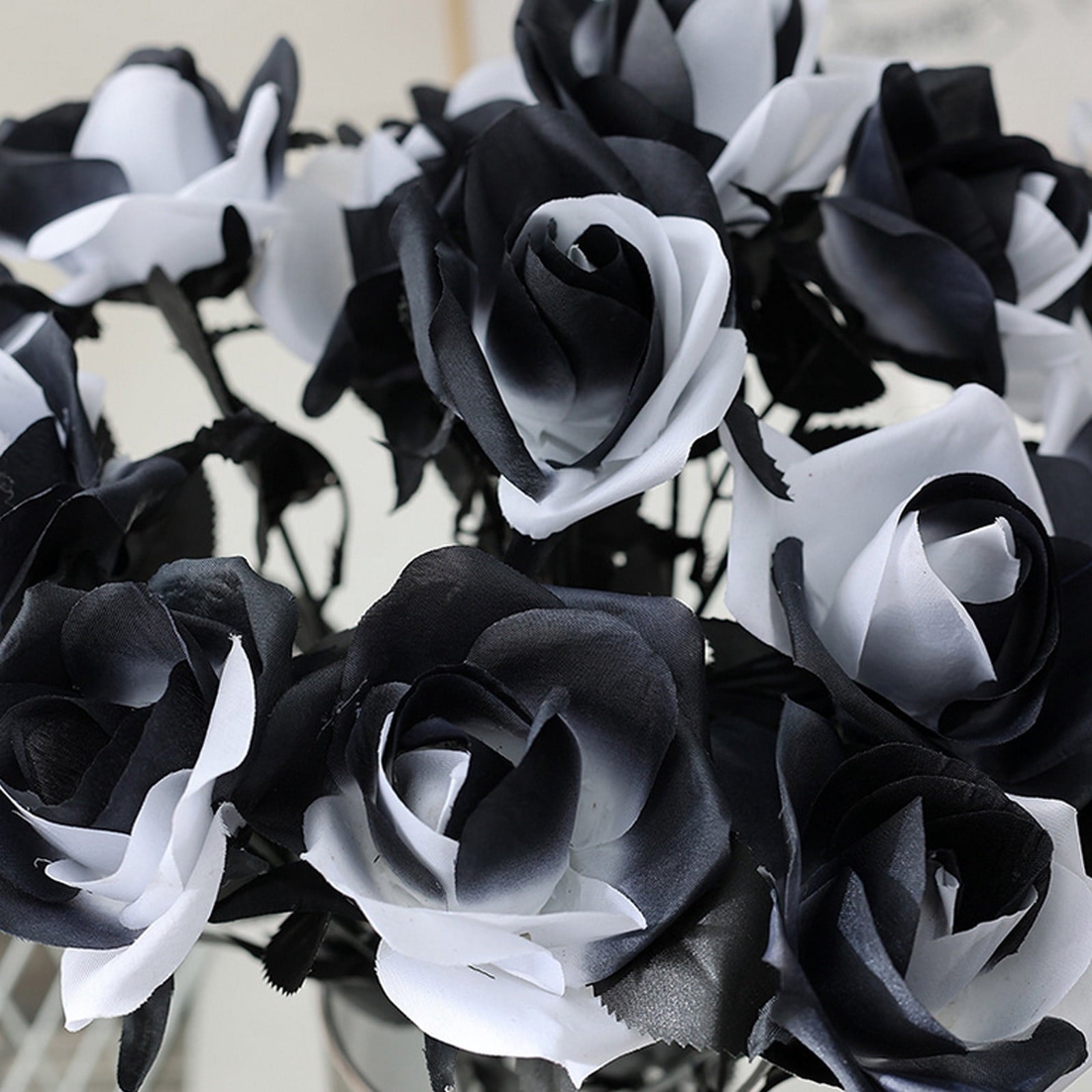 Yika Artificial Flower Black Rose Artificial Silk Flower Artificial Rose Suitable For Halloween Family Wedding Party Decoration
