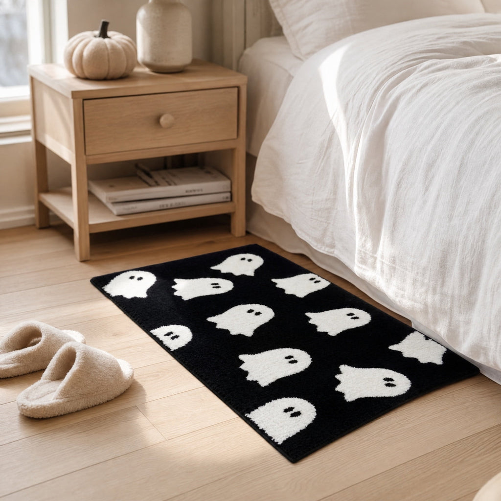 Halloween Ghost Door Mat, Cute Welcome Mat for Front Door Porch Entryway Haunted Outdoor Decor Spooky Decorative Entrance Doormat Non Slip Halloween Rug, 16" x 24"