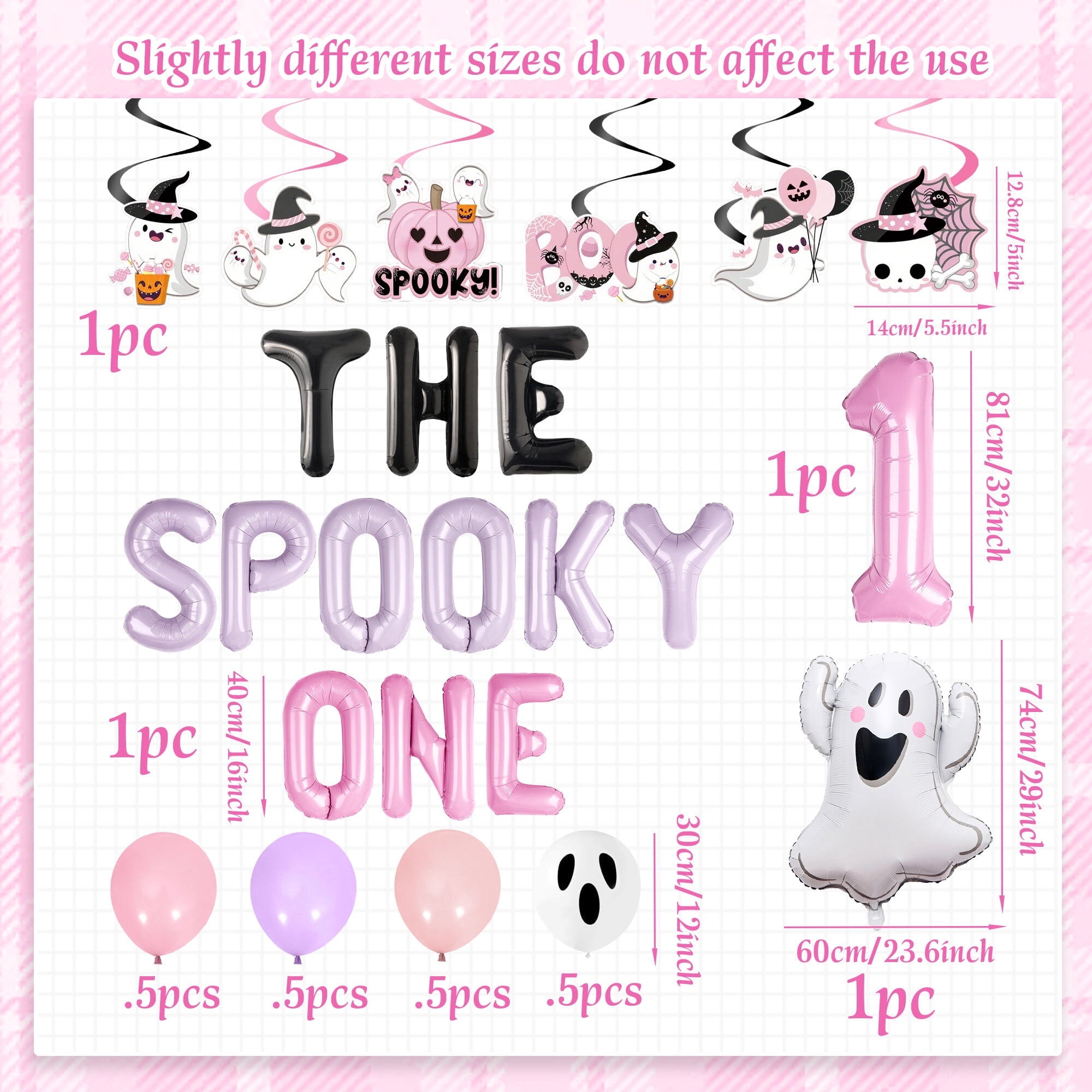 Halloween Party Decorations Set - The Spooky One Theme with Pink Purple Balloons & Ghost Decor