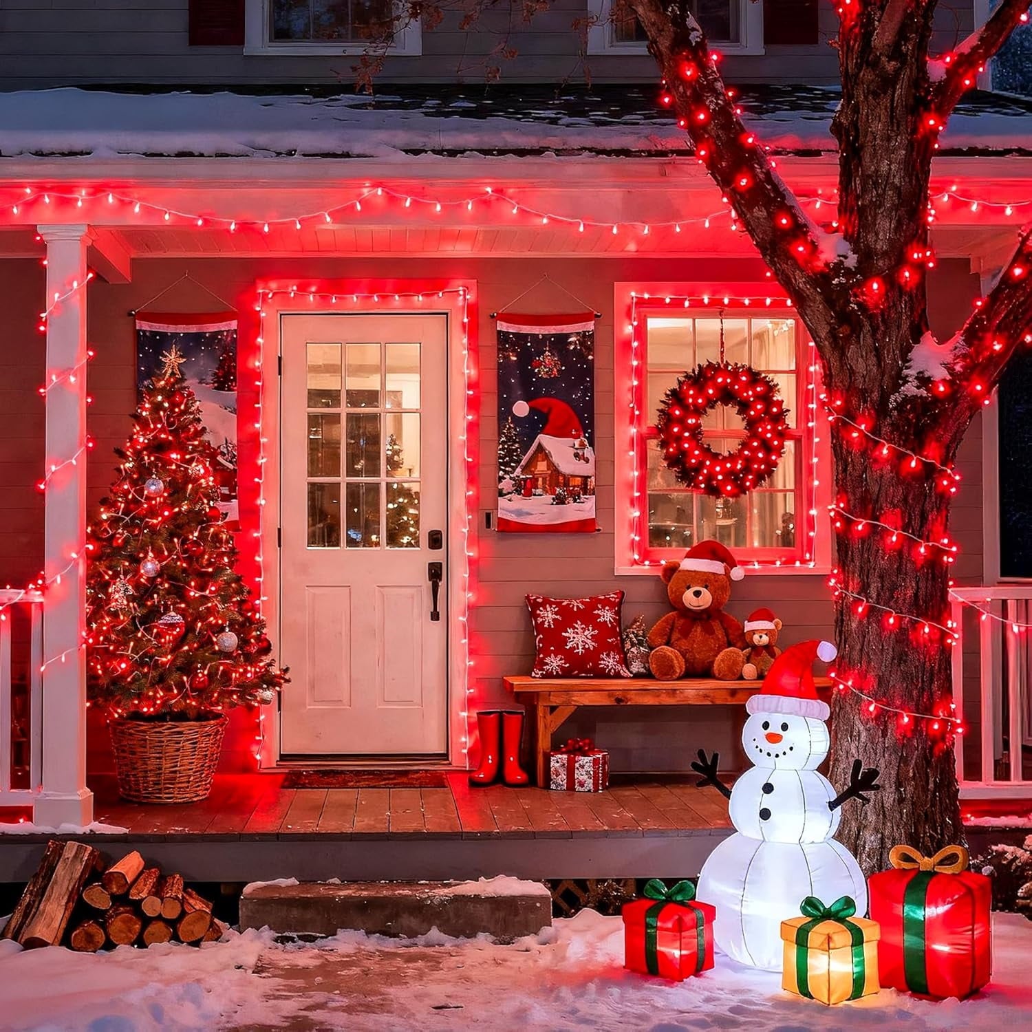 JMEXSUSS 200 LED Christmas Lights Indoor Outdoor, Connectable Warm White Christmas Tree Lights Clear Wire, 66 Ft Twinkle Fairy String Lights Plug in for Bedroom Wedding Christmas Tree Decorations