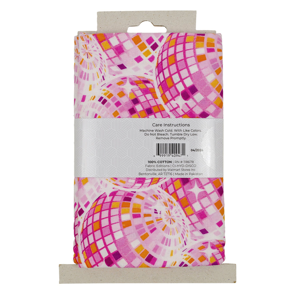 Half Yard 100% Cotton Disco Ball, Pink, 42" Wide for Sewing & Crafting by Fabric Editions