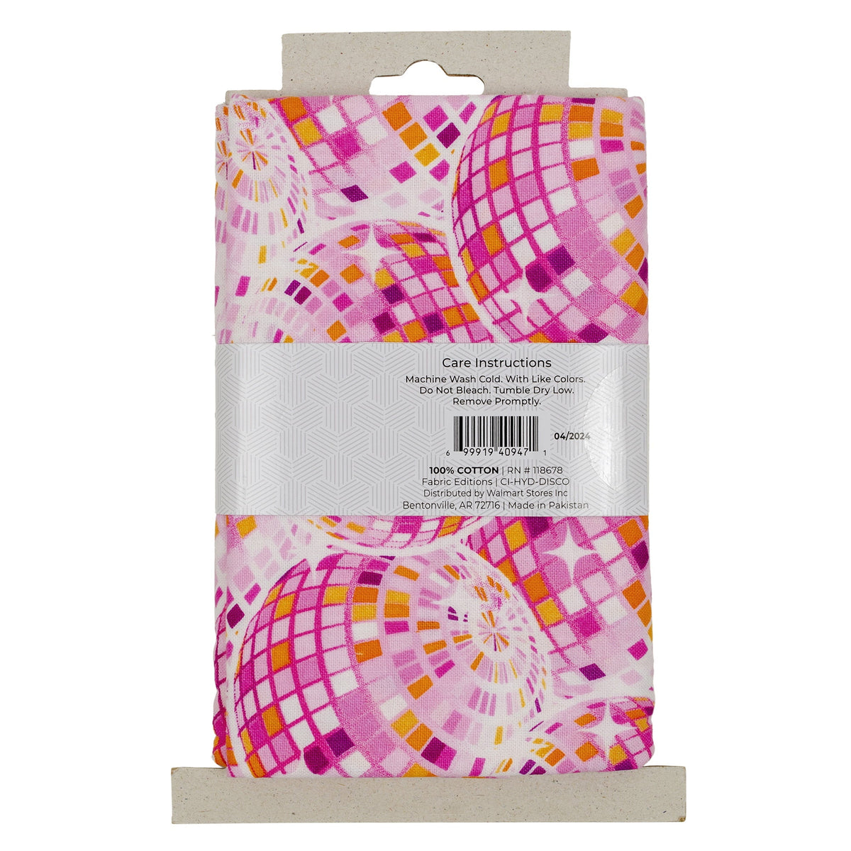 Half Yard 100% Cotton Disco Ball, Pink, 42" Wide for Sewing & Crafting by Fabric Editions