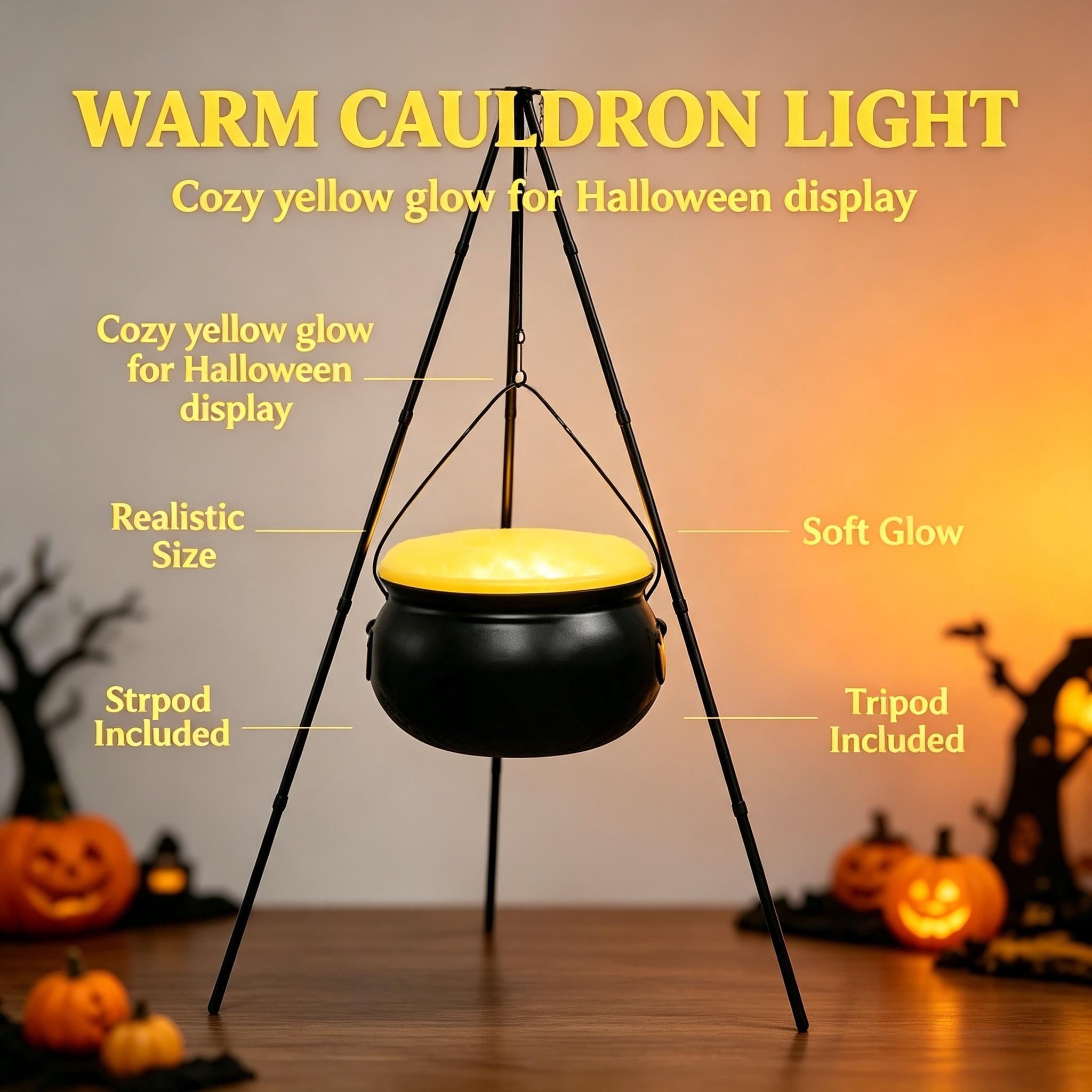 Muecwrye Halloween Decorations Outdoor, Halloween Clearance! Halloween Witches Cauldron on Tripod with Lights, DIY Bubbling Cauldron Set Decor for Home Porch Outside, Halloween Party Supplies