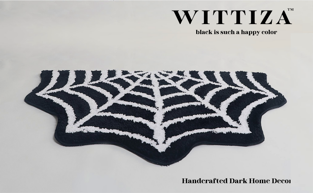 Spider Web Bath Mat - Halloween Rug Bathroom Decor Gothic Home Decor Witchy Horror Goth Room Rugs Gothic Bedroom Kitchen