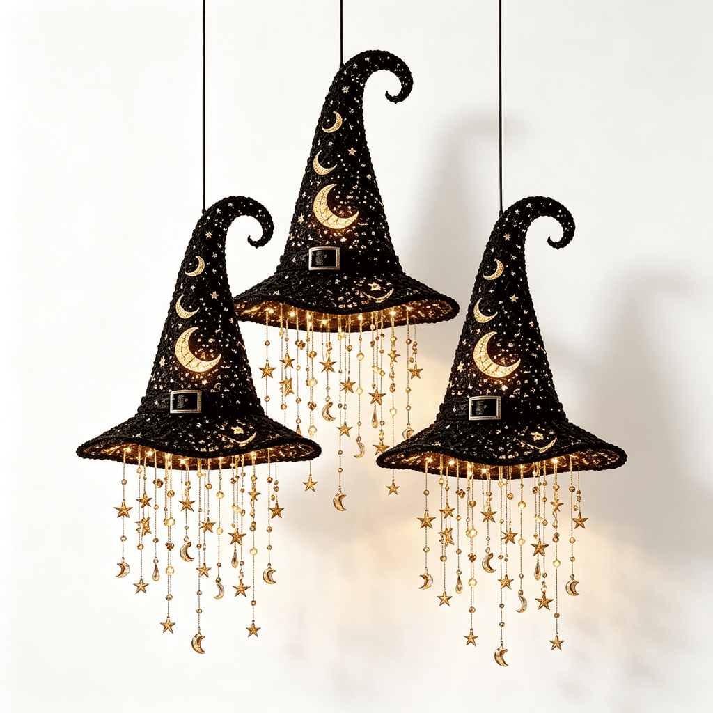 Stijggn Witch Hat Lights Halloween Glowing Lights, Waterproof Hanging Witch Hat Decorations, Warm Light Festival Ornaments for Indoor Outdoor Yard Garden Party Halloween Decor