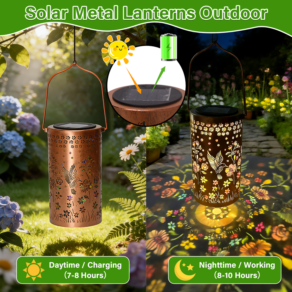 Colorful Solar Lanterns IP65 Outdoor Waterproof, Mother's Day Gifts for Women Mom Grandma - LED Colorful Sunflower Solar Lights Metal Hanging Lantern for Patio Yard Porch