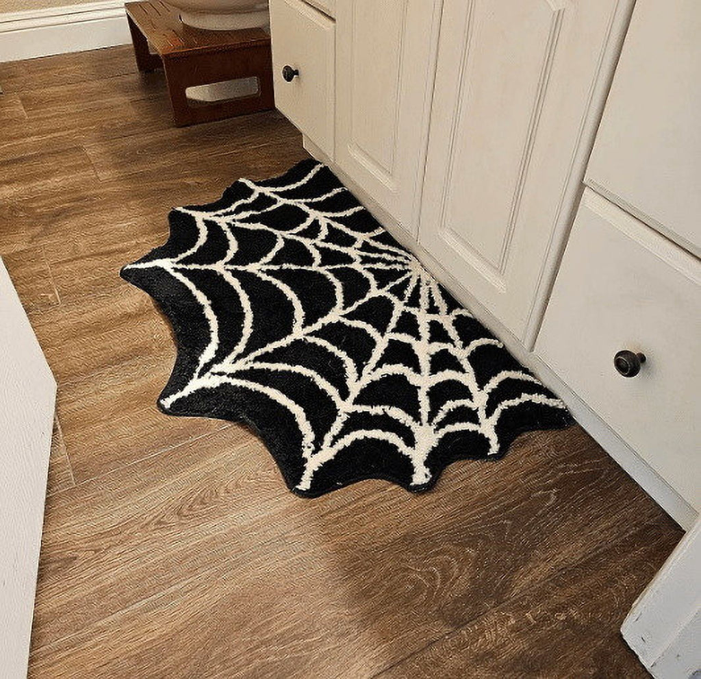 Spider Web Spooky Gothic Cute Fun Halloween Floor Mat Halloween Doormat, Spider Web Bath Mat Fall Thanksgiving Rugs for Indoor Outdoor Entrance Home Bathroom Living Room Decor