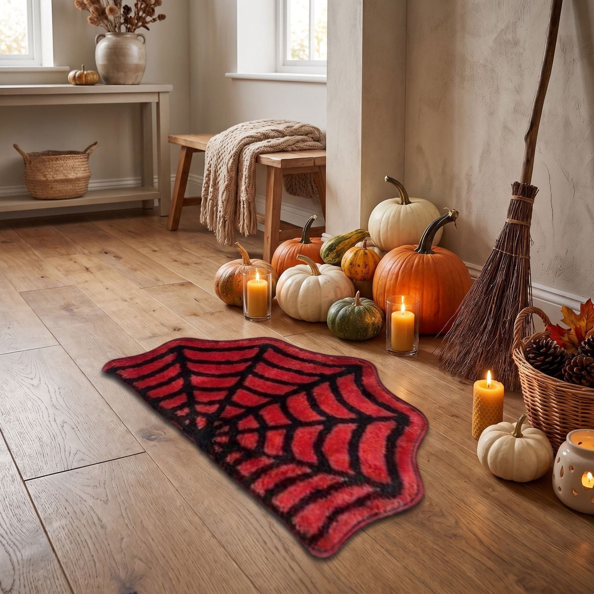 Yhmxh Halloween Bathroom Rugs, Halloween Pumpkin Bath Mats, Farmhouse Halloween Rugs for Bathroom Decorations for The Home, Holiday Cute Pumpkin Decor Non-Slip 15.7x23.6 Inches
