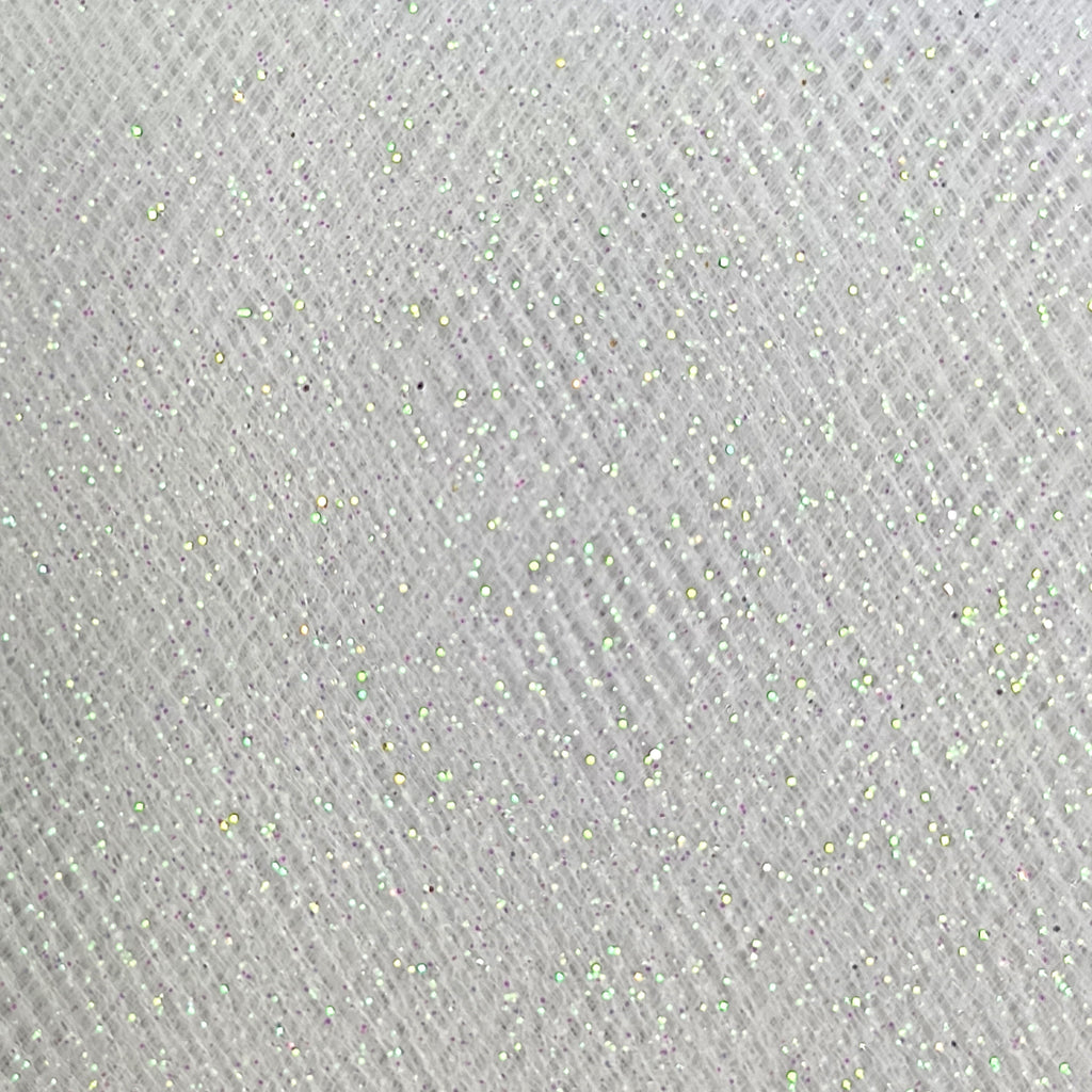 3 Yard Cut Glitter Tulle Fabric, White, 54" Wide for Apparel & Crafting, by Fuzhou