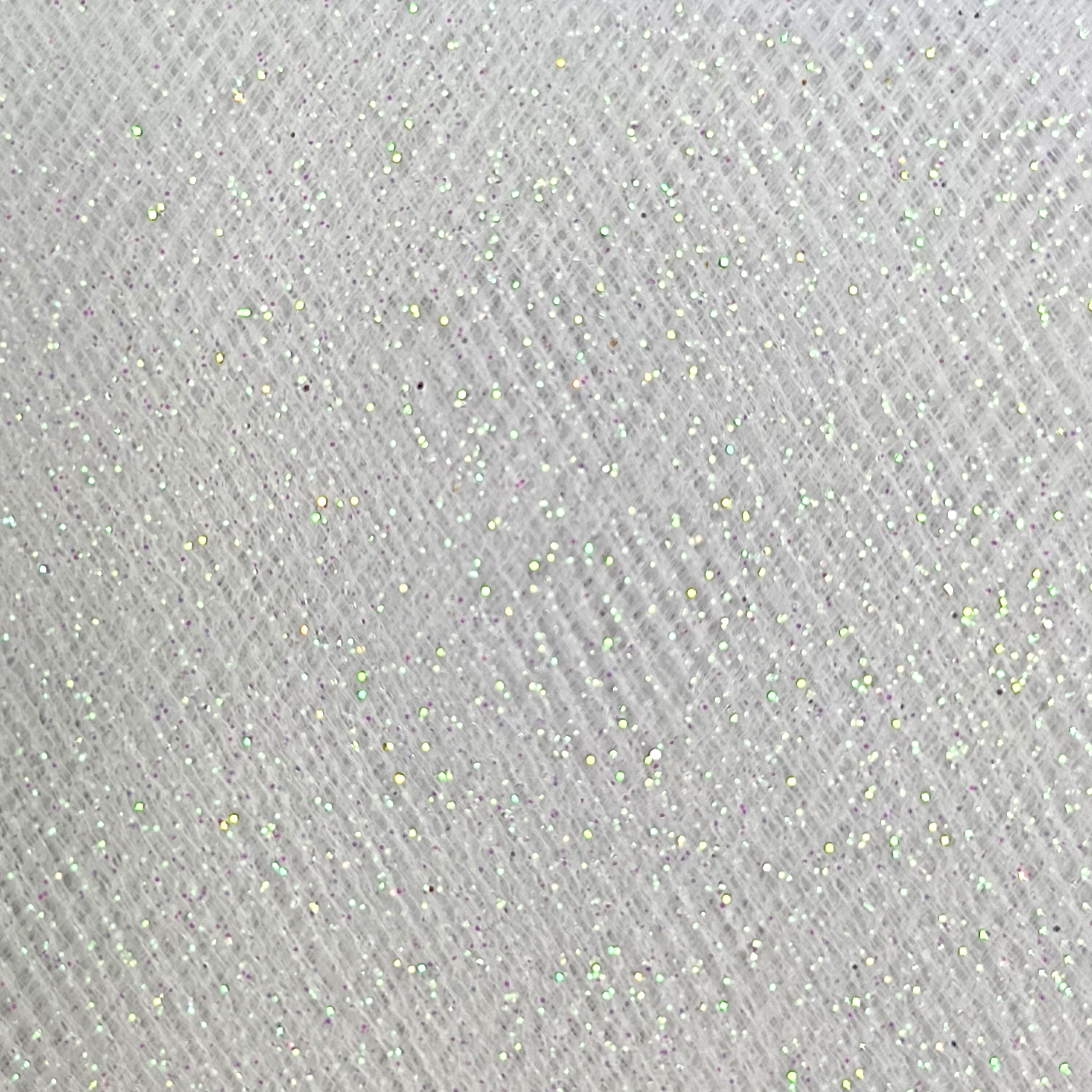 3 Yard Cut Glitter Tulle Fabric, White, 54" Wide for Apparel & Crafting, by Fuzhou
