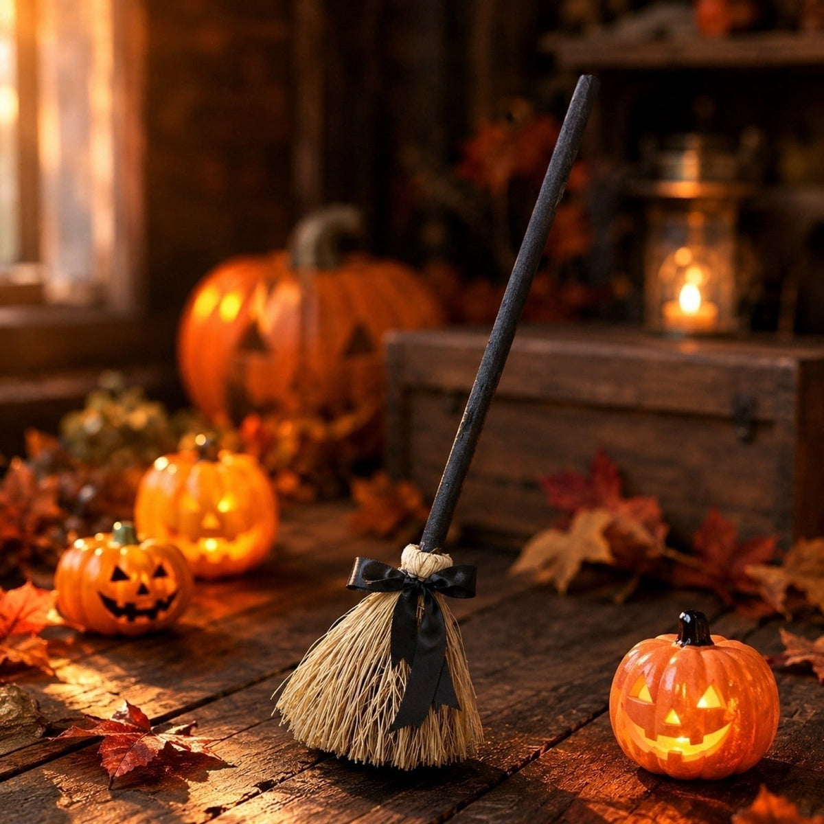 Halloween Witch Broom,Animated Floating Witch Broom With Spooky Sounds - Halloween Moving Broom, Motion-Activated Hovering Prop,40In(The Color Of The Pole Is Random)