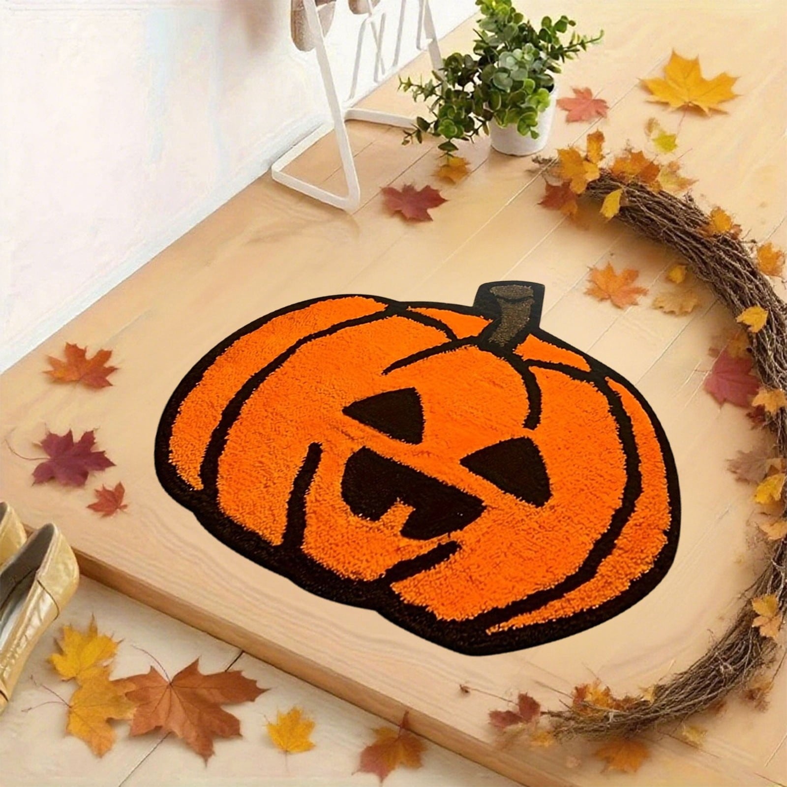 Xuniizn Halloween Mat, 16X24" Velvet Halloween Door Mat for Outside Entrance, Spooky Halloween Rug for Outdoor & Indoor, Non Slip Washable Halloween Doormat, Halloween Bathroom Decor