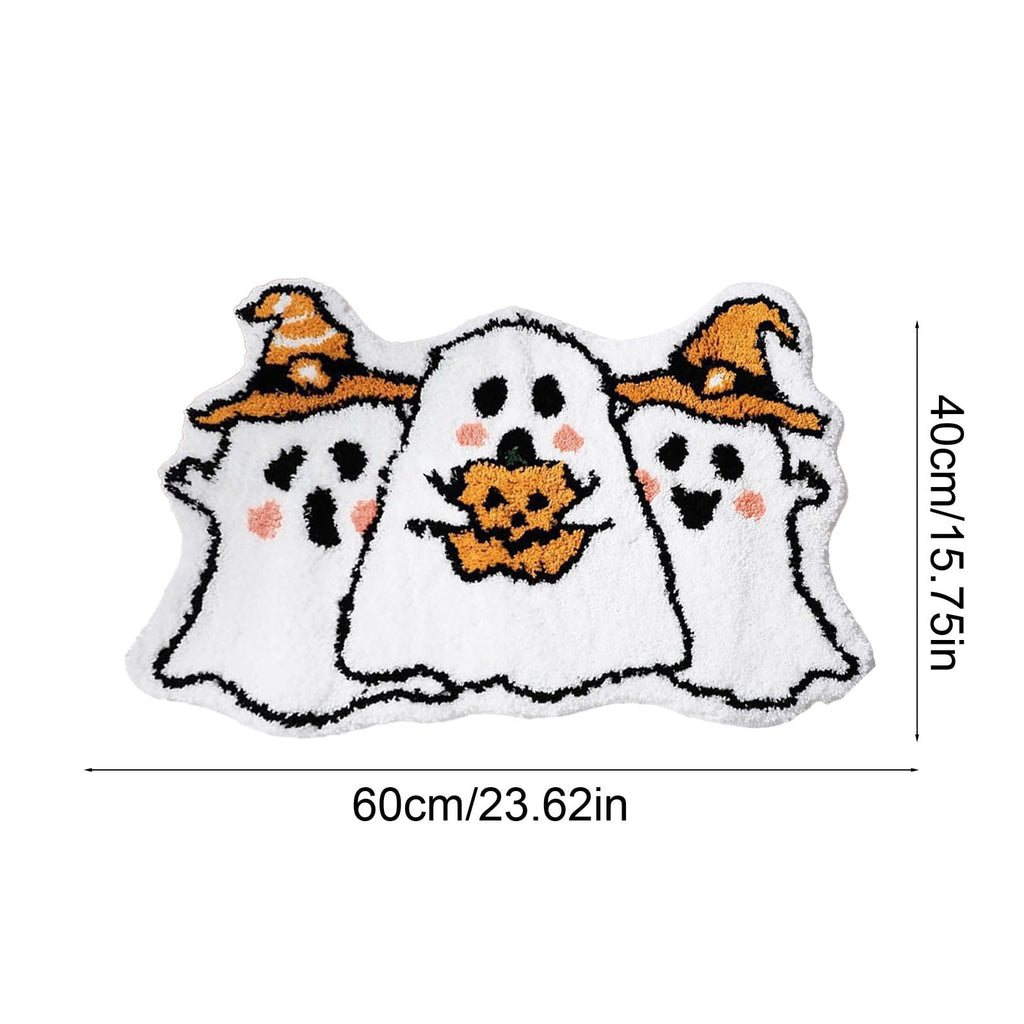BingTong Cartoon Ghost Themed Fall Welcome Mat,Variety Spooky Adorable Ghost Shape Entryway Rug,Weather Resistant Low Profile Door Mat for Home Apartment Cafe Halloween Decoration Ghost F
