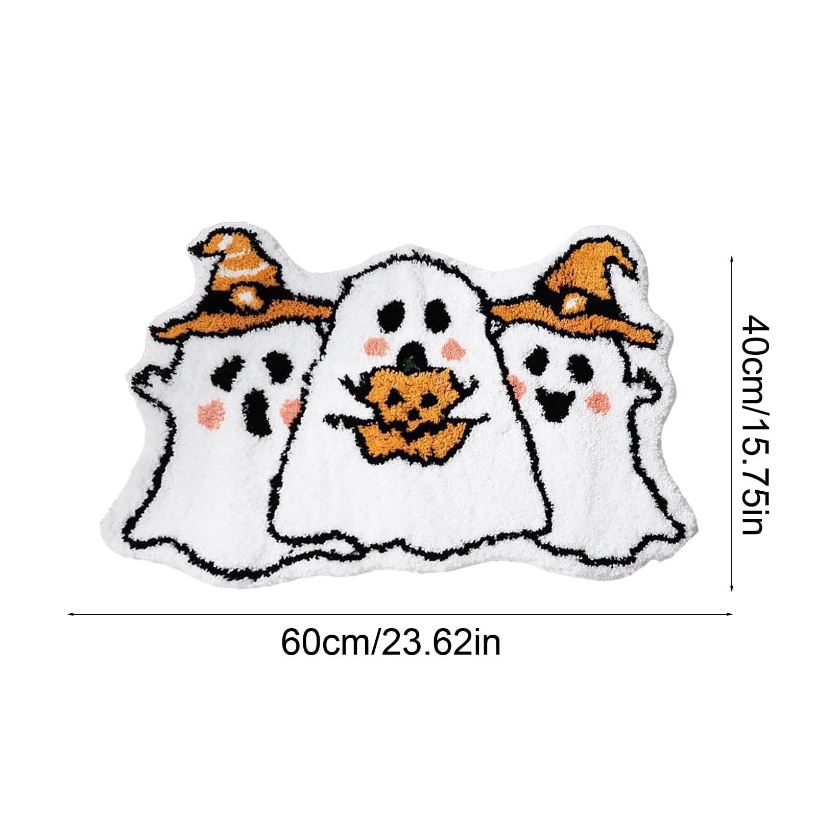 Halloween Bath Mat Ghost Multicolor Irregular Mat 27.56x17.72in Polyester Skidproof & Absorbent for Bathroom Entryway Living Room Halloween Door Mat by MPOISVA