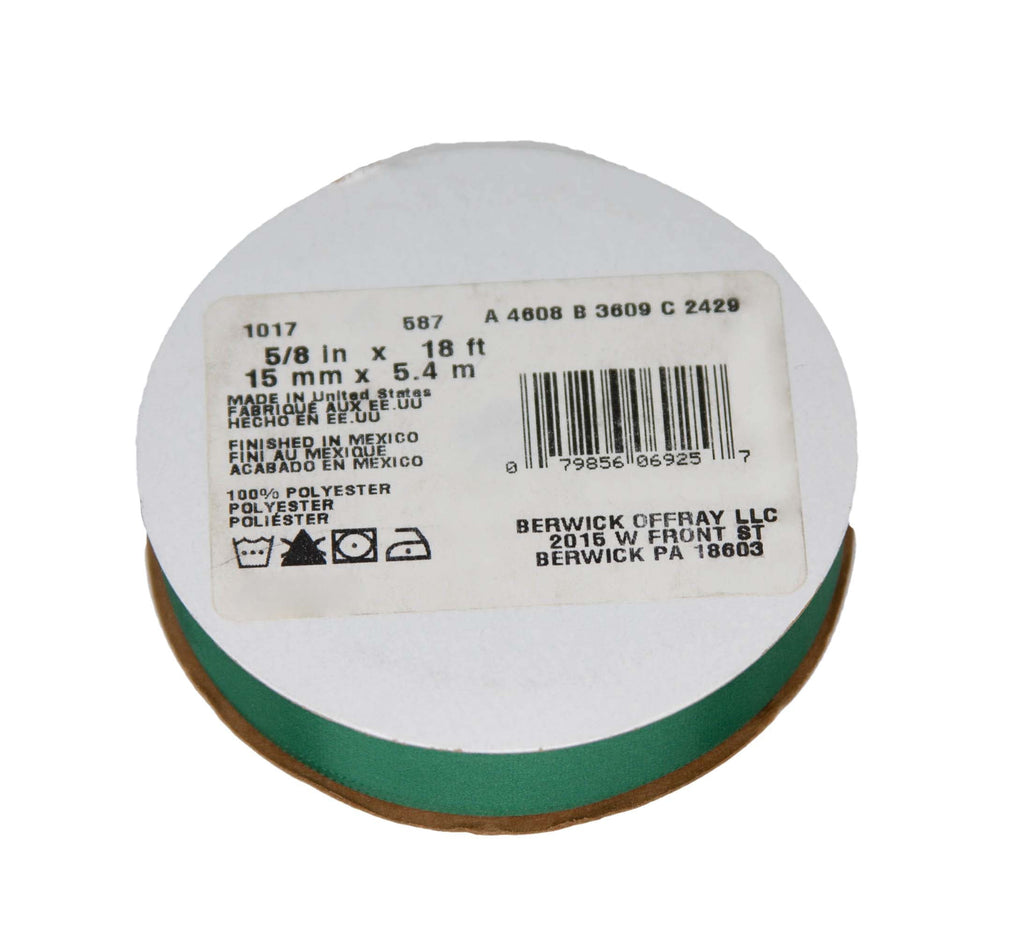 (3 pack) Offray Ribbon, Forest Green 5/8 inch Single Face Satin Polyester Ribbon, 18 feet