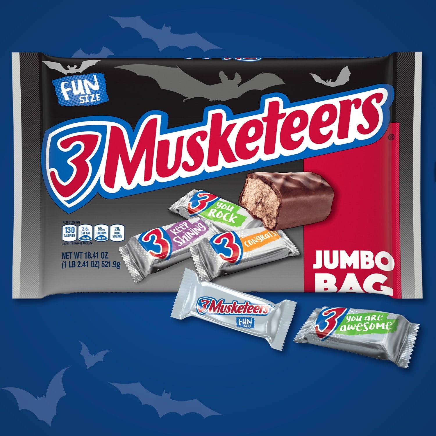 3 Musketeers Spooky Fun Size Halloween Chocolate Candy - 10.48oz Bag