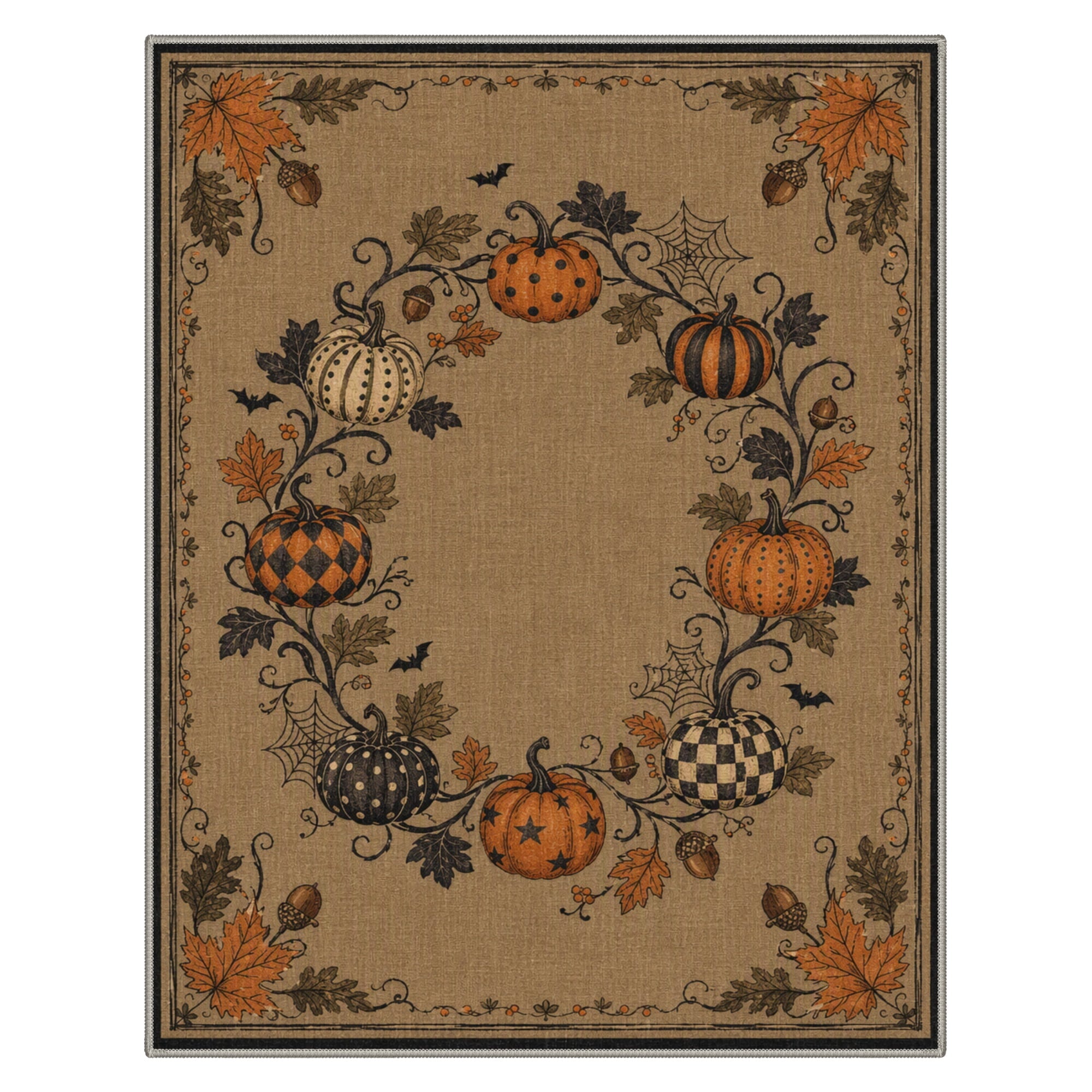 GENIMO 2'x7' Halloween Runner Rug, Washable Non Slip Soft Vintage Witch Indoor Outdoor Hallway Runner for Porch Patio Kitchen Entryway, Vintage Black