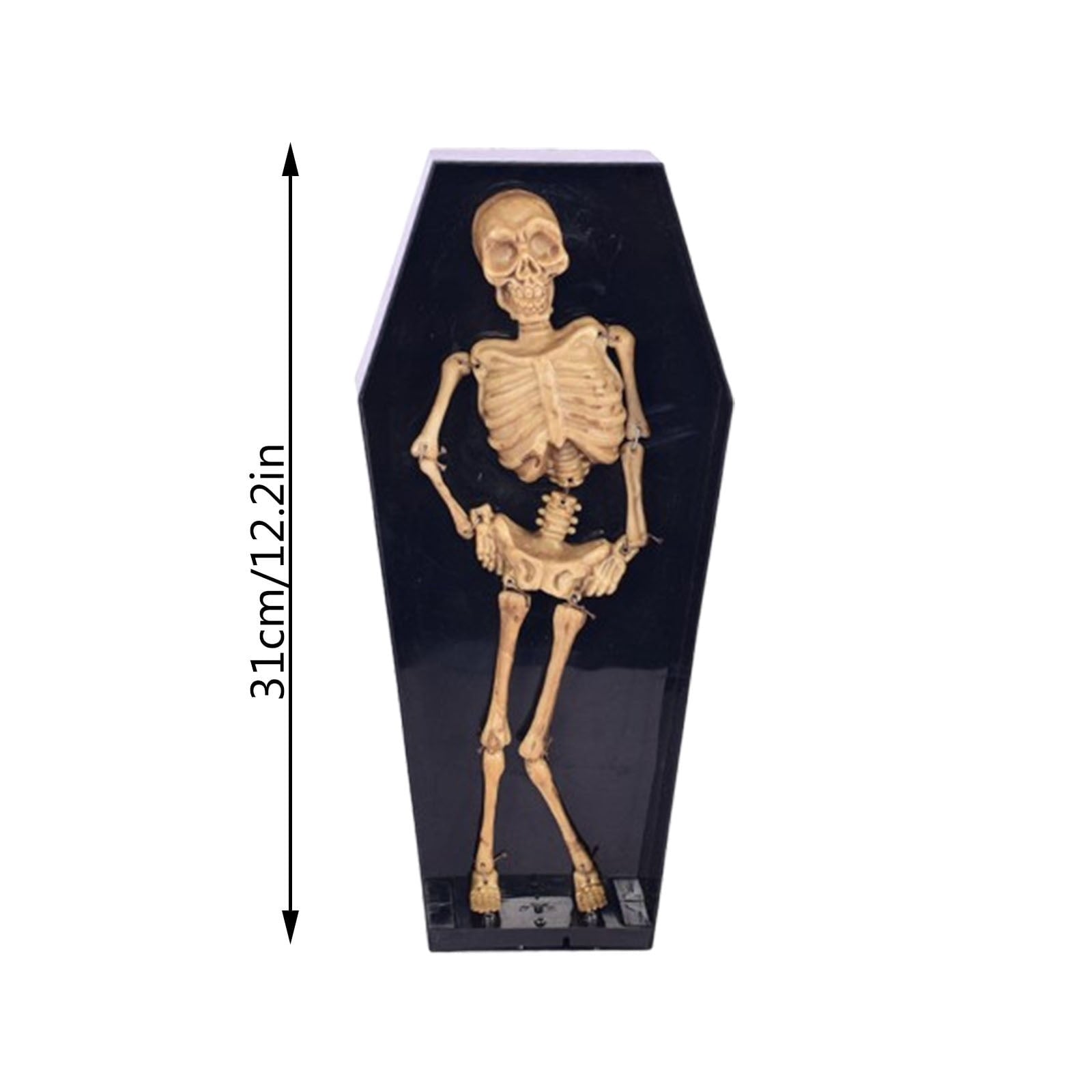 Halloween Dancing Coffin Skeleton with LED Lights Animated Prop Voice Activated Decorations with Spooky Music and Glowing Effects Scary Jumping Skeleton for Haunted House Yard Cemetery Party Decor
