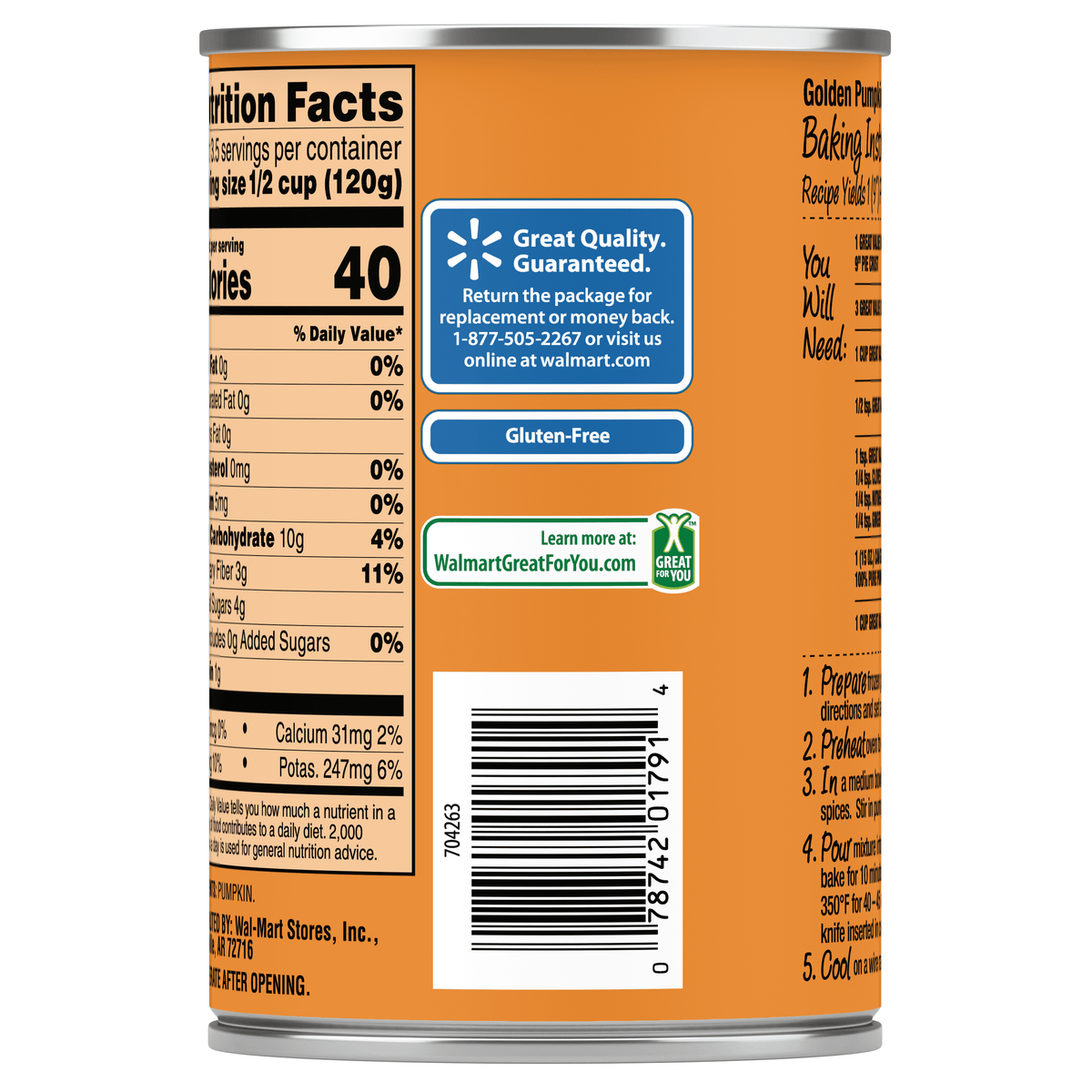 Great Value 100% Pure Pumpkin, 15 oz