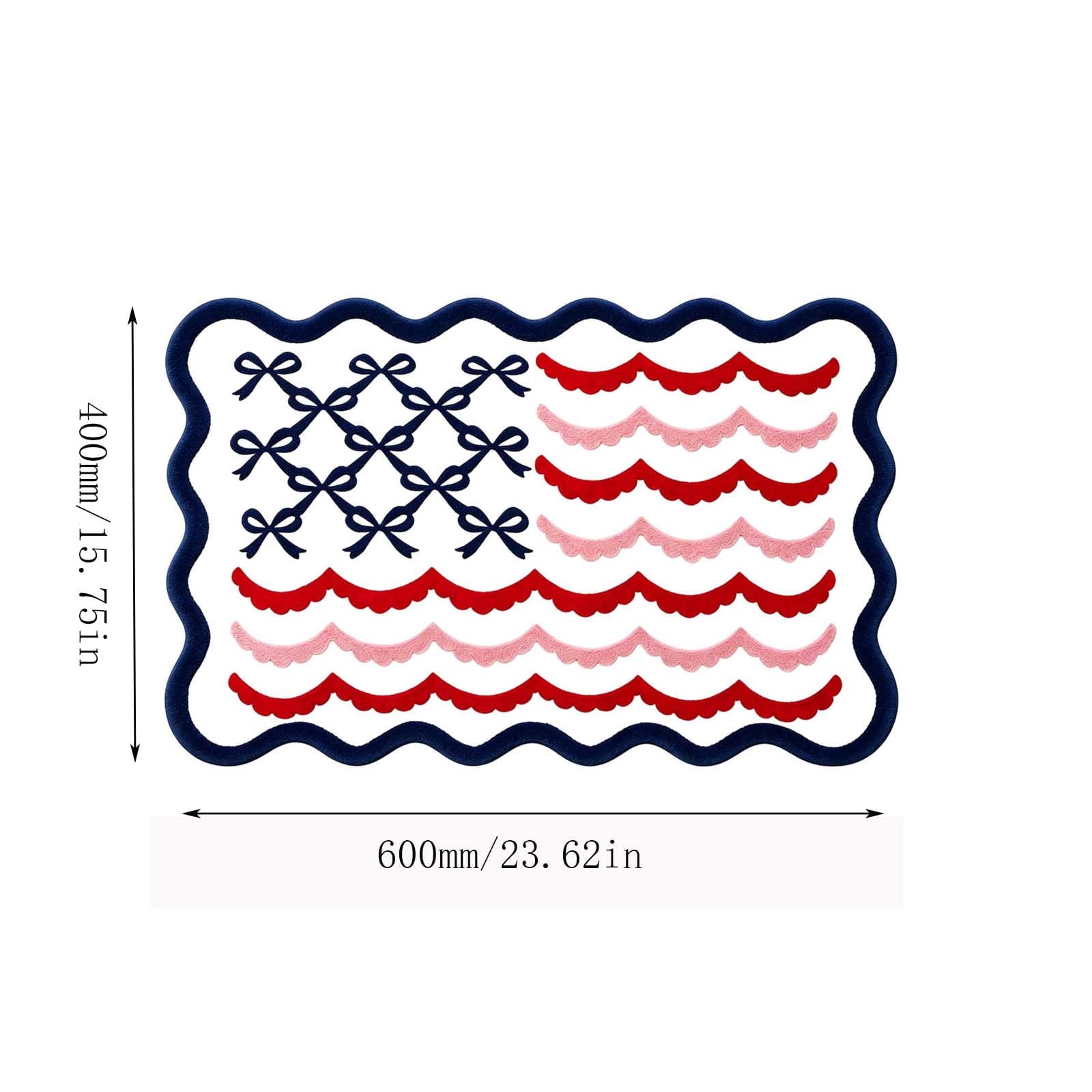 Clearance! 4th of July USA Bow Flag Bath Rugs, 24"x16" Red White Blue Decorative Bathroom Mat, Independence Day Embroidered Patriotic Lumbar Decor, Gift for Mom Dad Friend Family