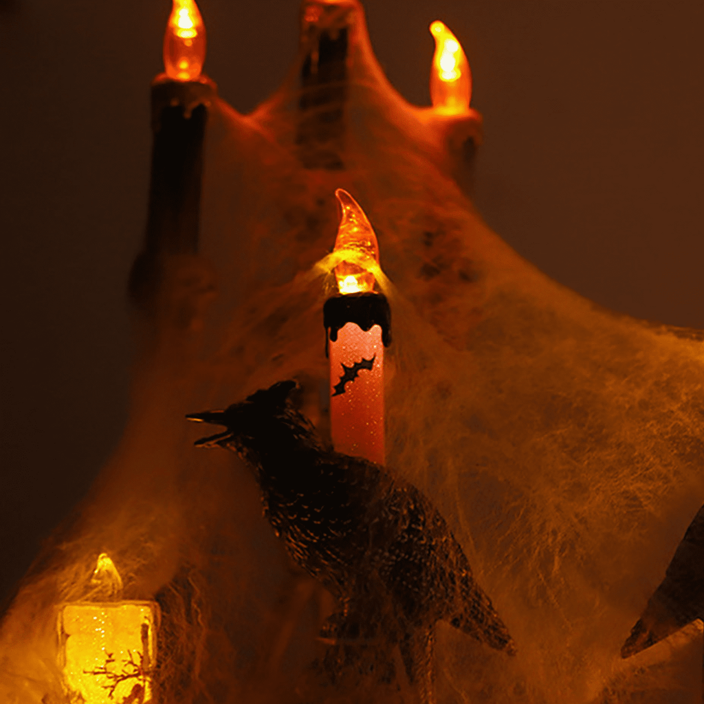 Gothic Mysterious Crow LED Flameless Candle, Luminous Sculpture, Gothic Home Decor Accent, Raven Lamp for Halloween Gifts, Bedroom Bedside, Living Room, Orange