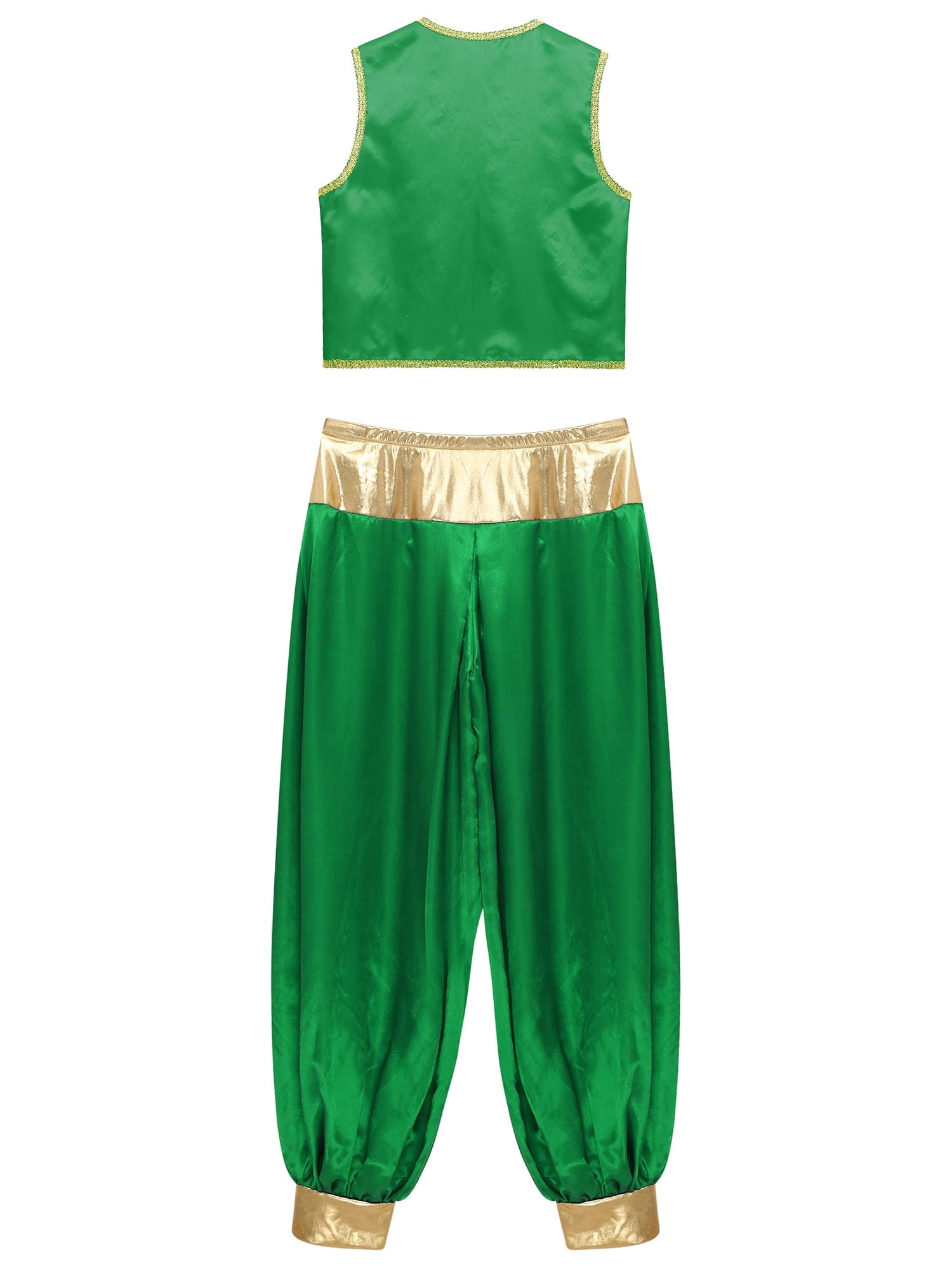 iiniim Mens Arabian Prince Costume Open Front Vest with Pants Halloween Show Fancy Dress up Outfit Royal Blue&Royal Blue S