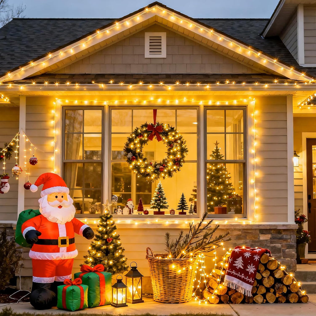 JMEXSUSS 33ft 100 LED White Christmas Lights, 8 Modes Connectable Clear Wire Twinkle Fairy String Lights Indoor, Plug-in Christmas String Lights Outdoor Waterproof for Christmas Wedding Party Tree