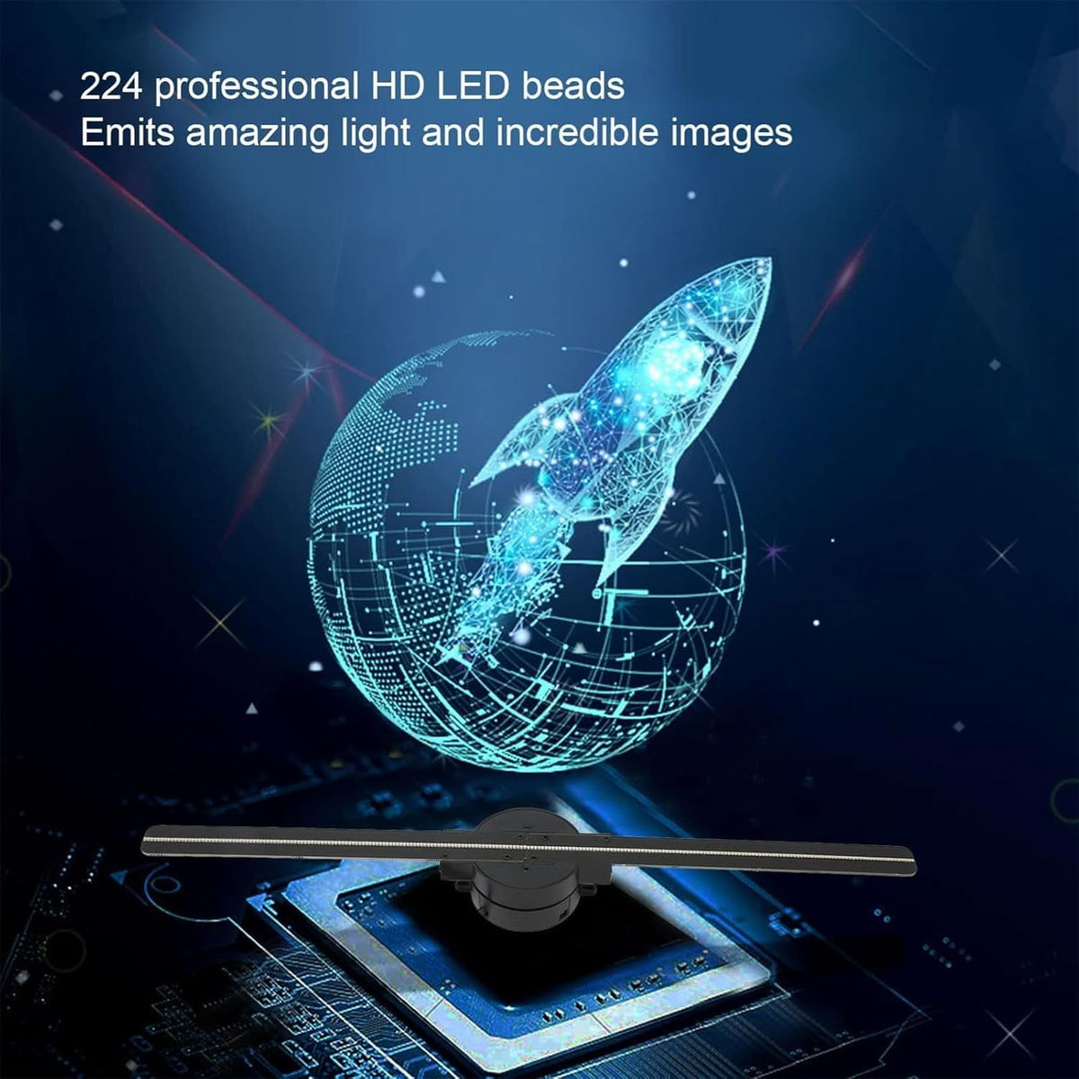 3D Hologram Led Fan Projector, Hologram Fan, 16.5" Holographic Fan with Remote WiFi, for Shop, Bar, Christmas, Halloween Party Advertising Display Events (1 Set)