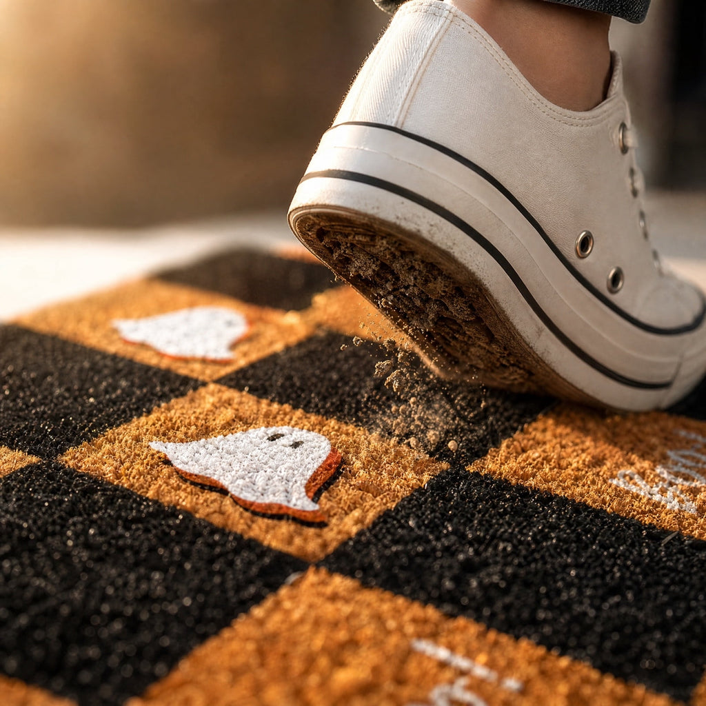 Halloween Door Mat,Halloween Rug,Halloween Porch Decor,Welcome Front Doormat Linen Rubber Layered Mats Nonslip Washable Halloween Decor For Front Porch Entryway