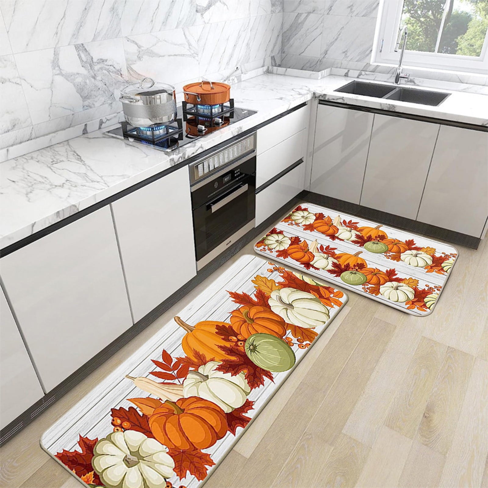 Zhourta Halloween Fall Plaid Outdoor Rug Orange Plaid Outdoor Rug Cotton Hand Woven Check Rug Layered Doormats for Front Door Front Porch Farmhouses Entryway Patio 15.7x23.6 Inch