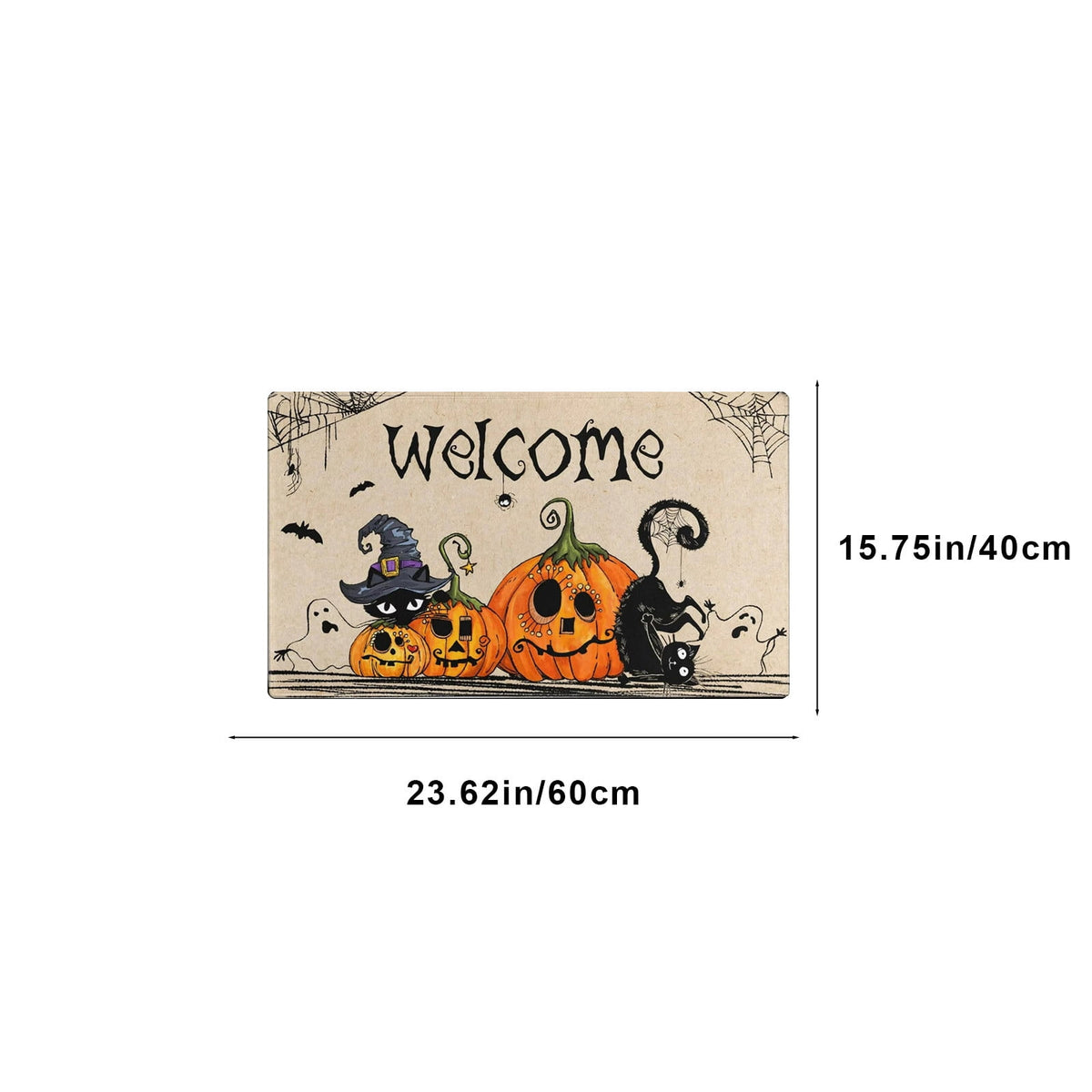 Pidgey Halloween Doormat,23*15" Cat With Pumpkin Outdoor Rugs For Thanksgiving Washable Fall Doormats Layered Front Door Mat For Porch/Farmhouse/Entryway/Patio Orange Rugs Christmas Decor