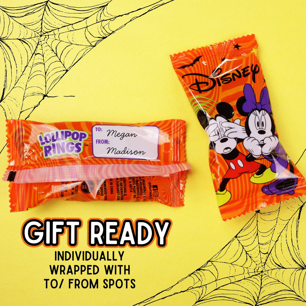 Disney Mickey and Minnie Halloween Lollipop Rings, Character Candy Pops, Party Favors, 18 Count, 7.61 Ounce Box