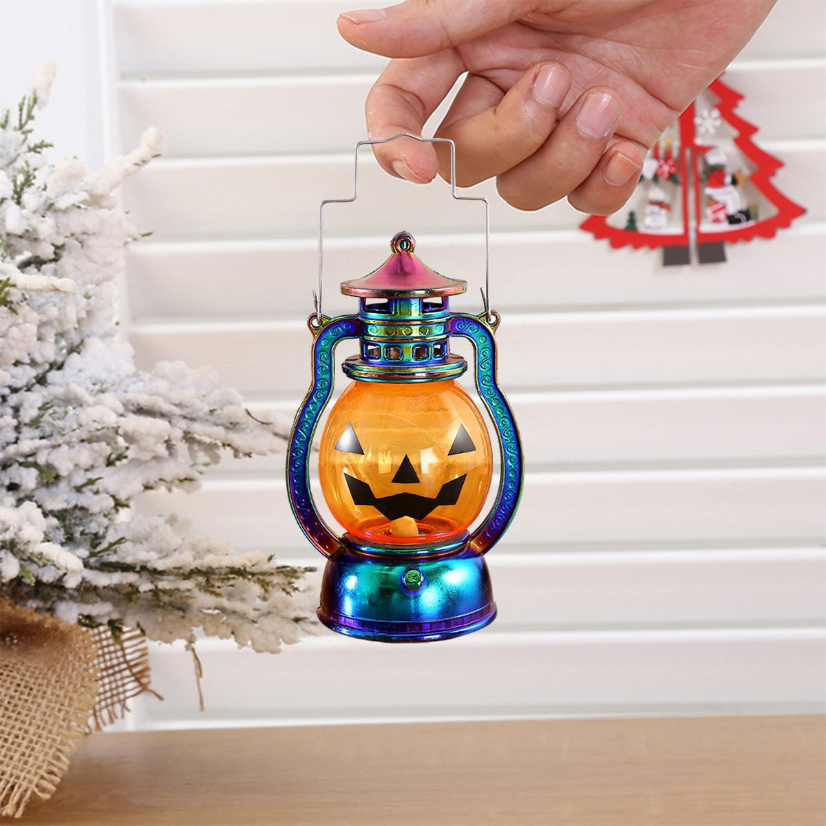 Black Halloween Mini LED Lantern Table Centerpiece 5.1 Inch for Indoor Decor, 2 Inch, 5 cm