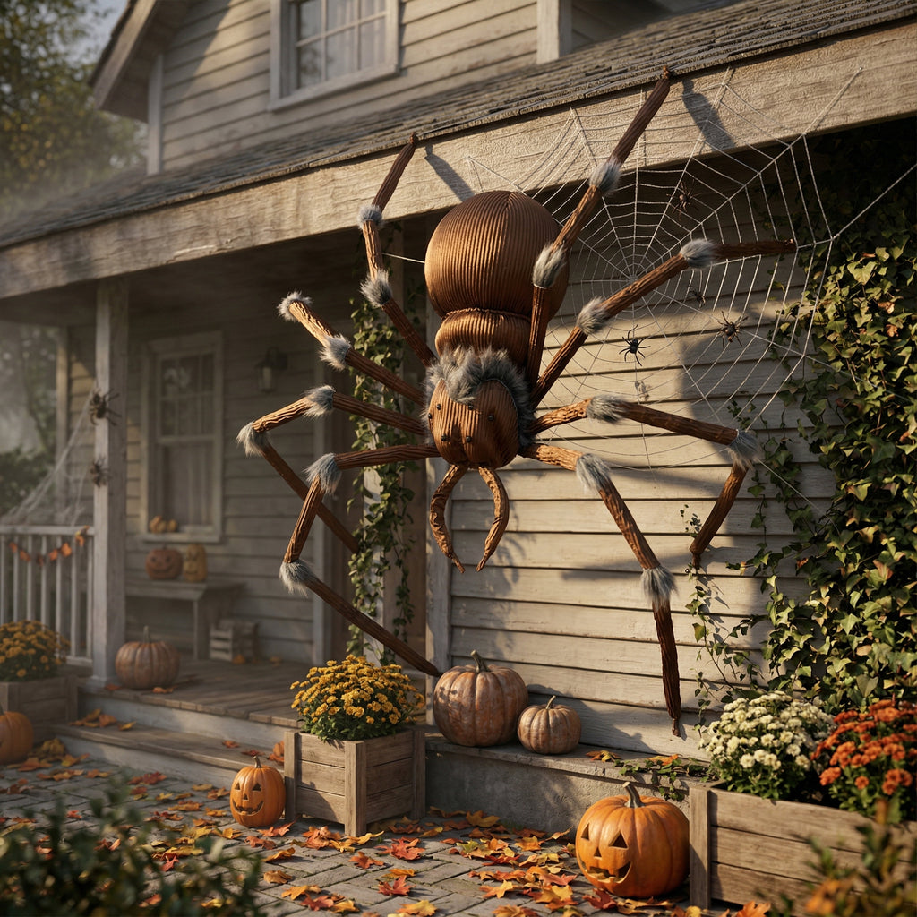 Joyfy 45inch Giant Spider Halloween Decorations,Scary Spider Halloween Outdoor Party Decorations Props Halloween Yard Decorations,Black