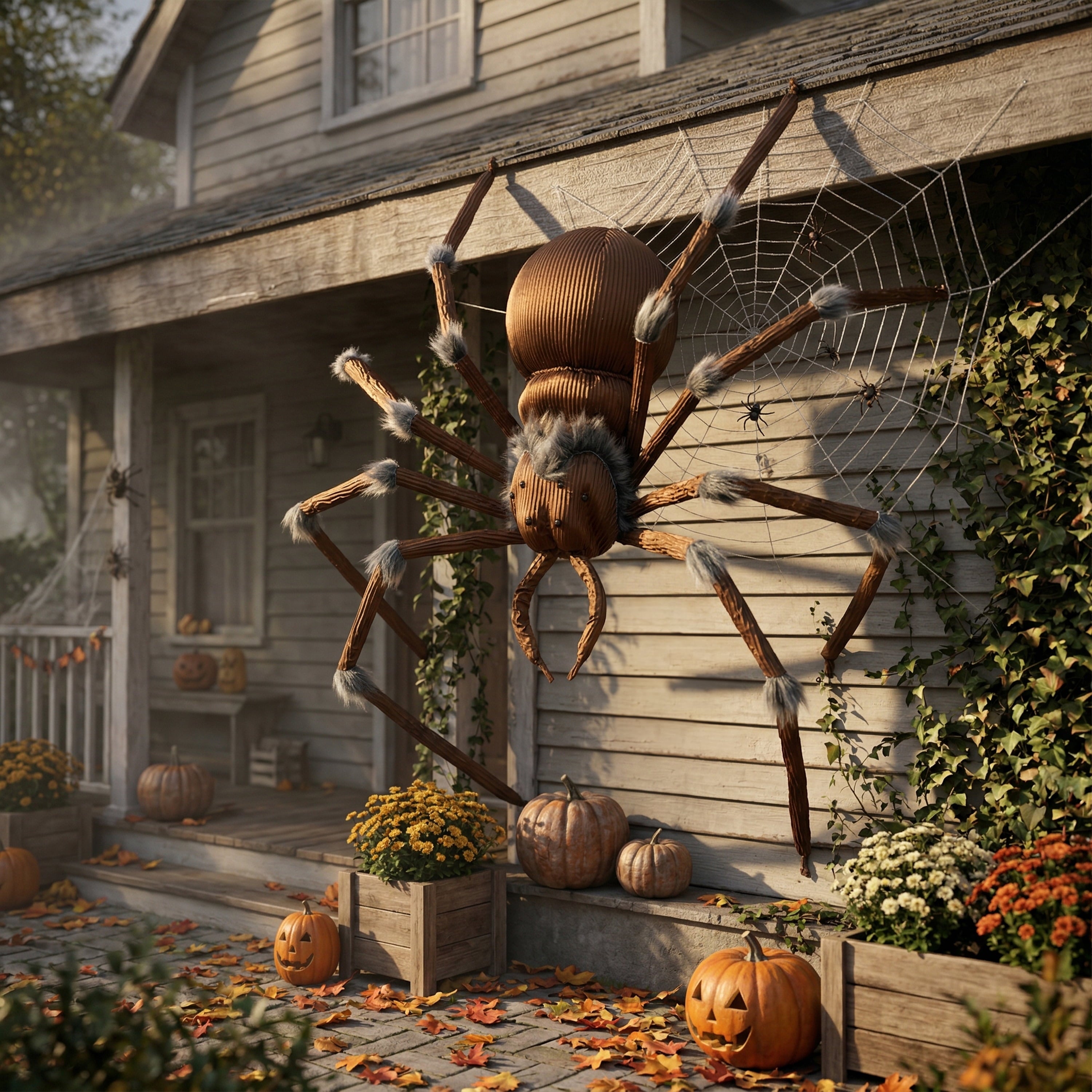 Joyfy 45inch Giant Spider Halloween Decorations,Scary Spider Halloween Outdoor Party Decorations Props Halloween Yard Decorations,Black