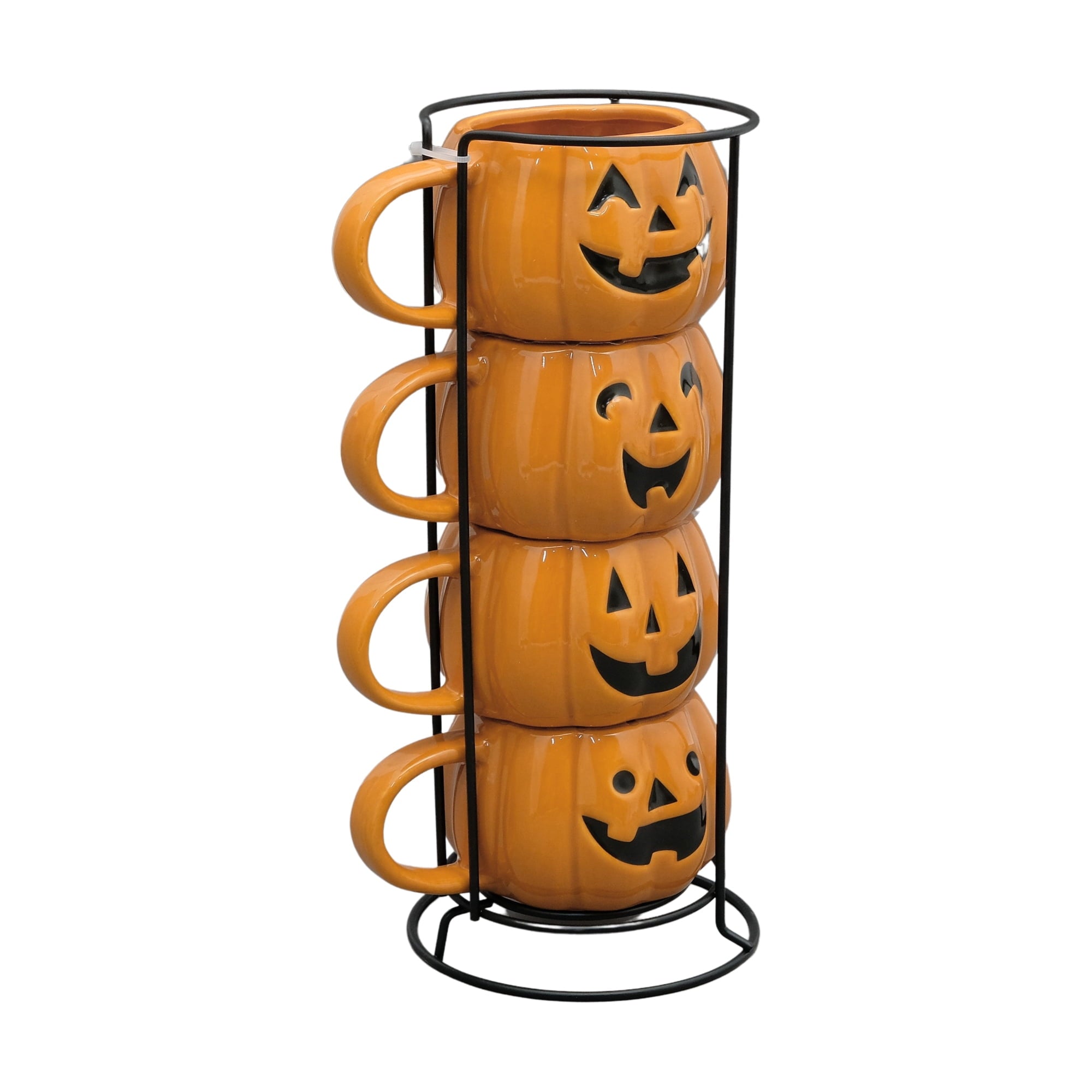 Way To Celebrate Halloween Pumpkin Stack Ceramic Mugs, 4-Pack