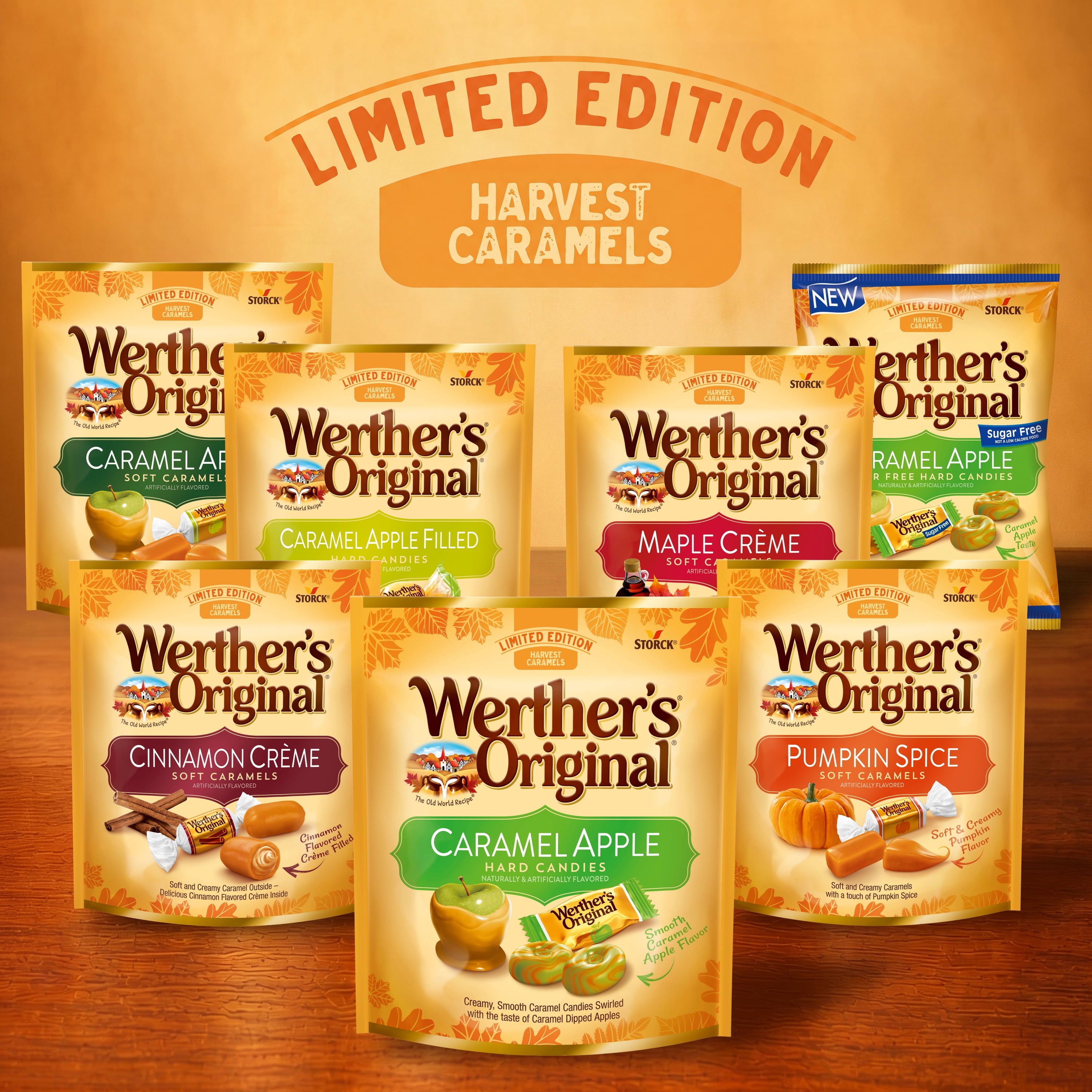 Werther's Original Limited Edition Fall Harvest Caramel Apple Hard Candies, 8.57 oz Bag
