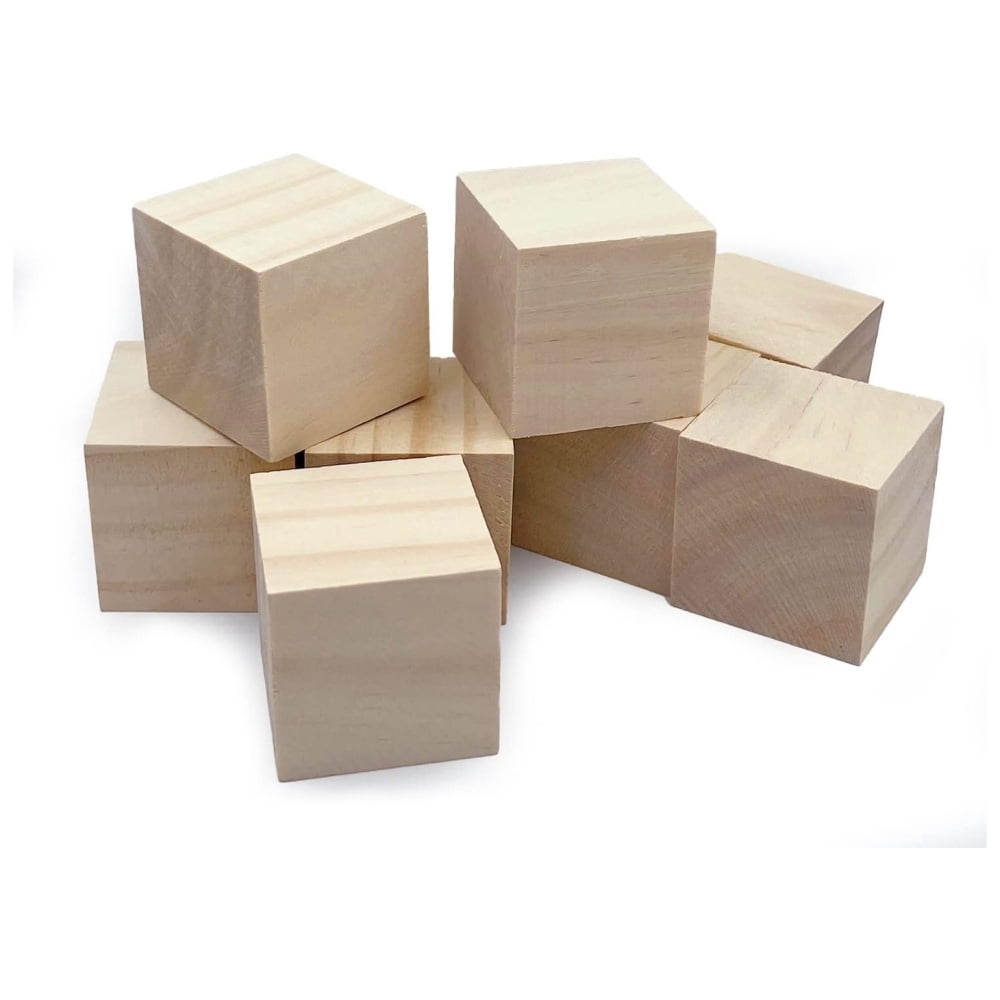 2 Inch Wooden Cubes,Wooden Blocks for Arts and Crafts and DIY Projects,Natural Pine Wood Square Blocks,Topboutique Unfinished Wood Blocks for Wood Crafts,8 Pcs