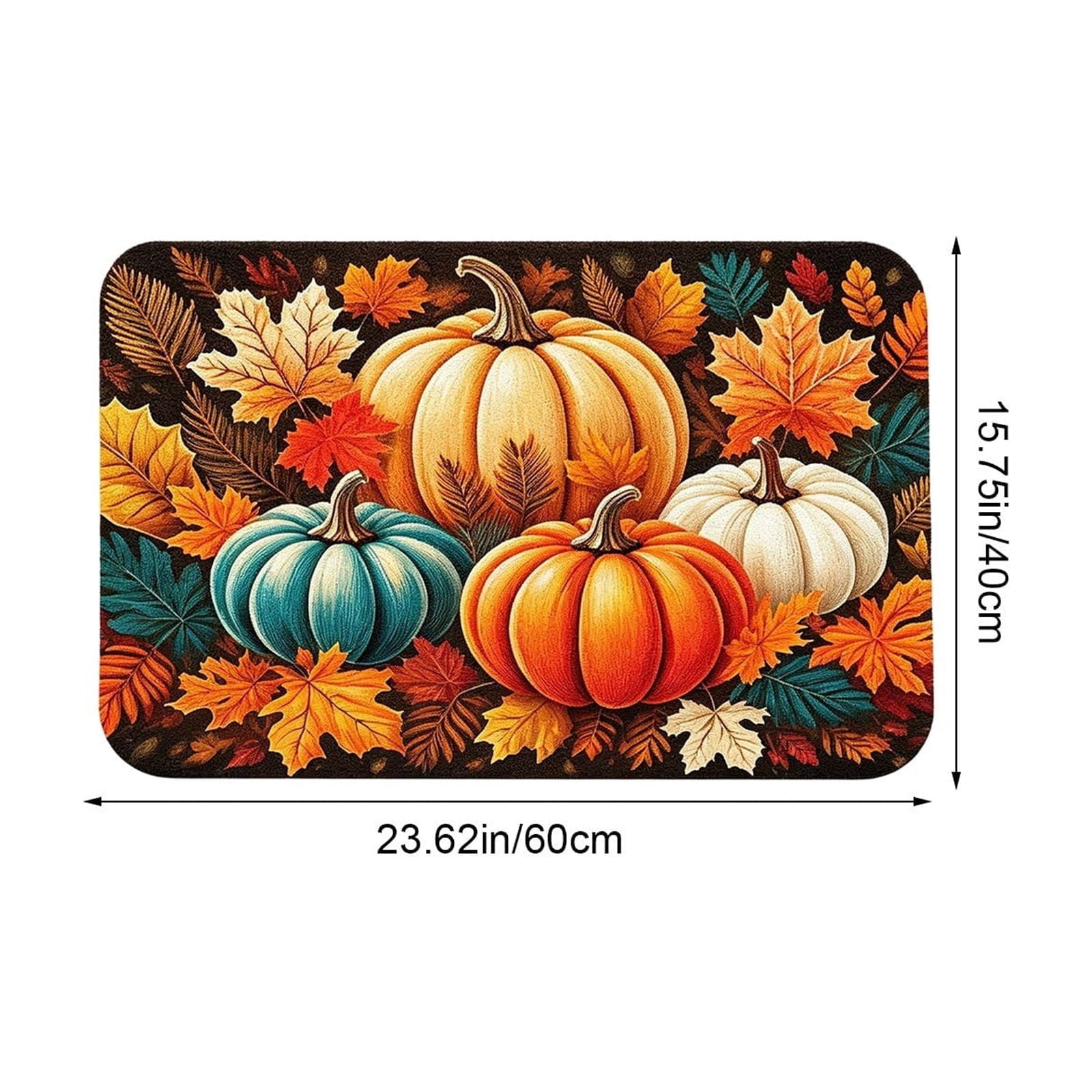 syligr Halloween Thanksgiving Doormat with Maple Leaf & Pumpkin Patterns - Non-Slip Floor Mat for Entryway, Kitchen, Porch, Fall Harvest Decor Rug with Anti-Fatigue Backing, Gift for Thanksgiving