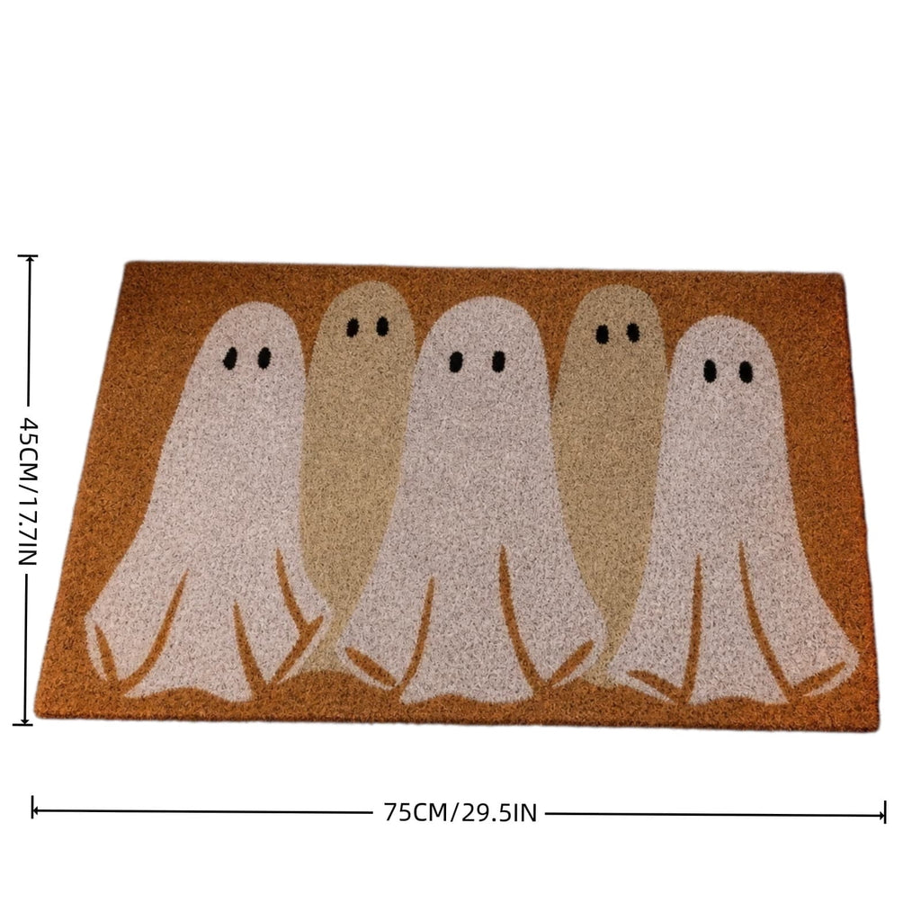 Cute Ghost Family Halloween Doormat, Outdoor Ghost Coir Door Mat Cute Outdoor Indoor Entrance Door Mat Non Slip Rubber Backing for Halloween Front Porch Entryway Decor